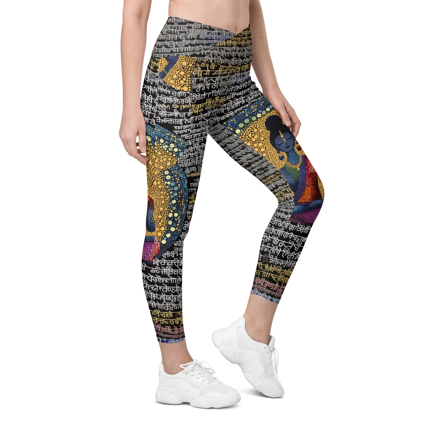 Yoga Faux Sanskrit moda 1 - Crossover leggings with pockets