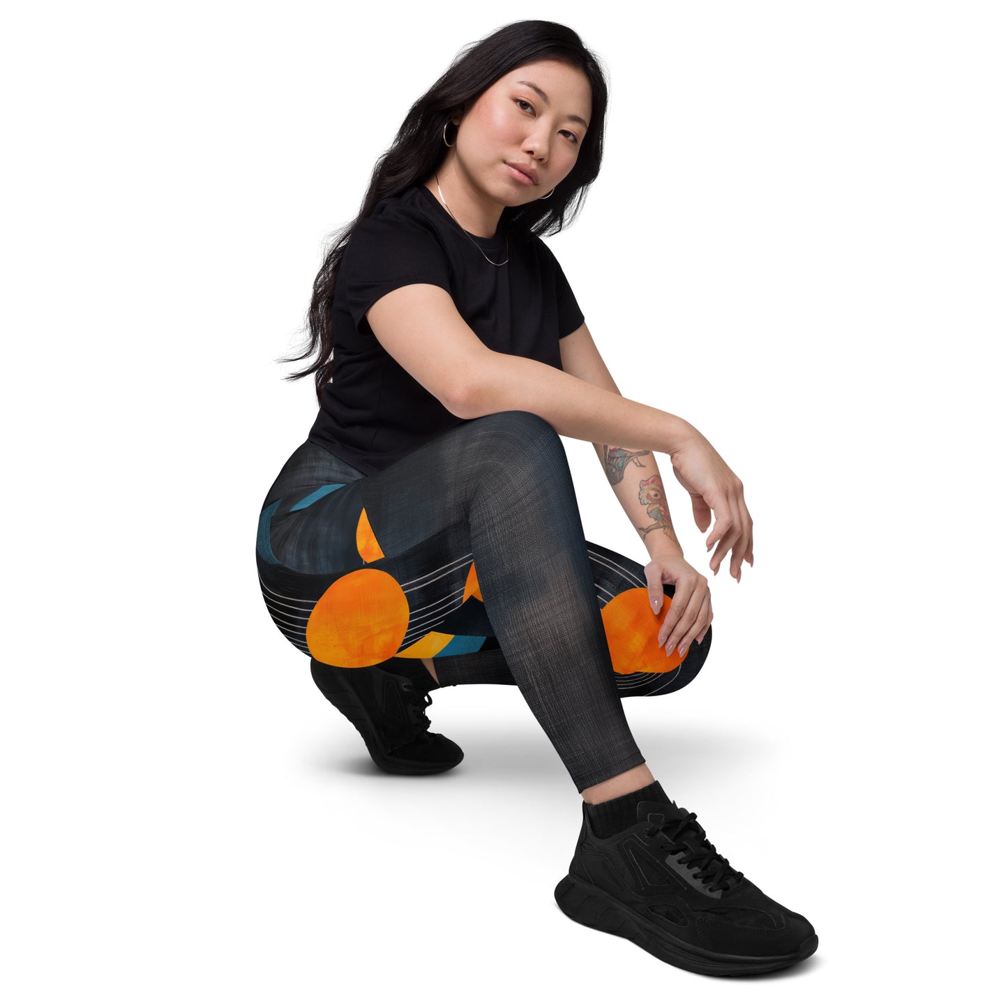 Minimalist Golden Spheres - Crossover leggings with pockets