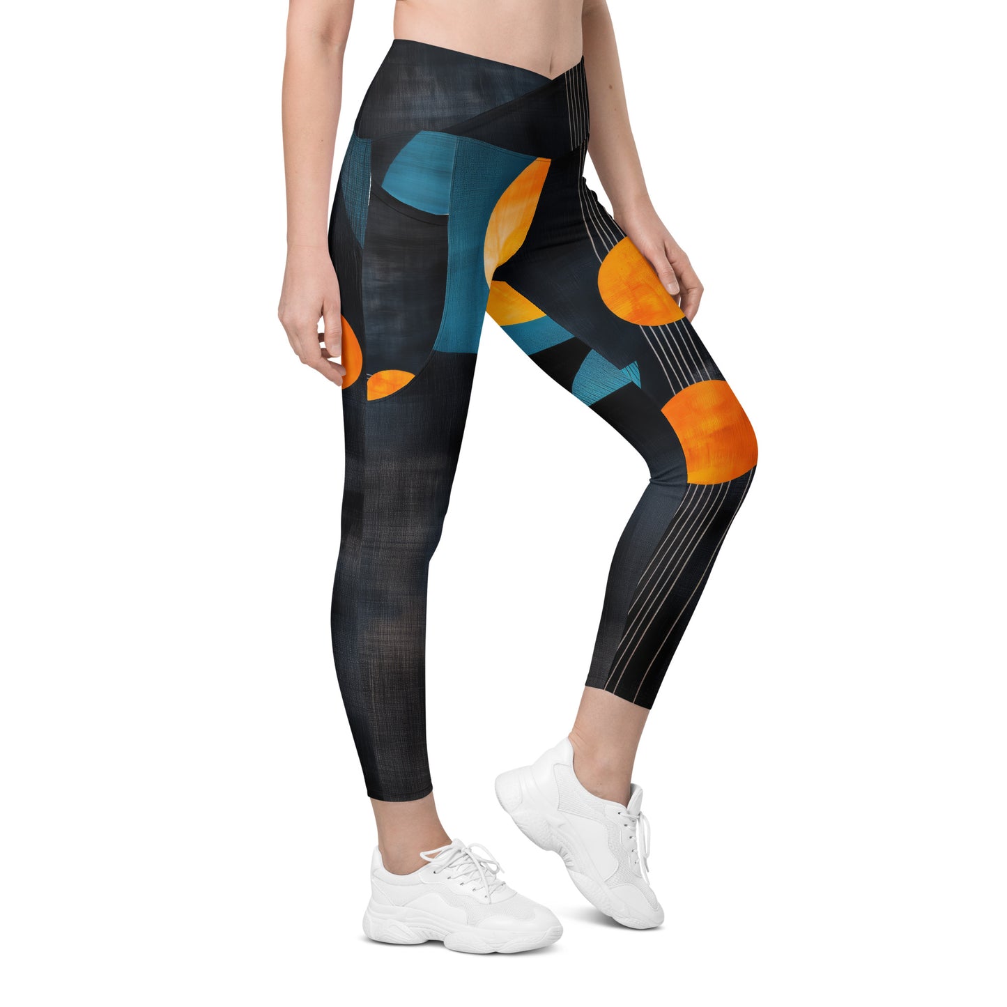 Minimalist Golden Spheres - Crossover leggings with pockets