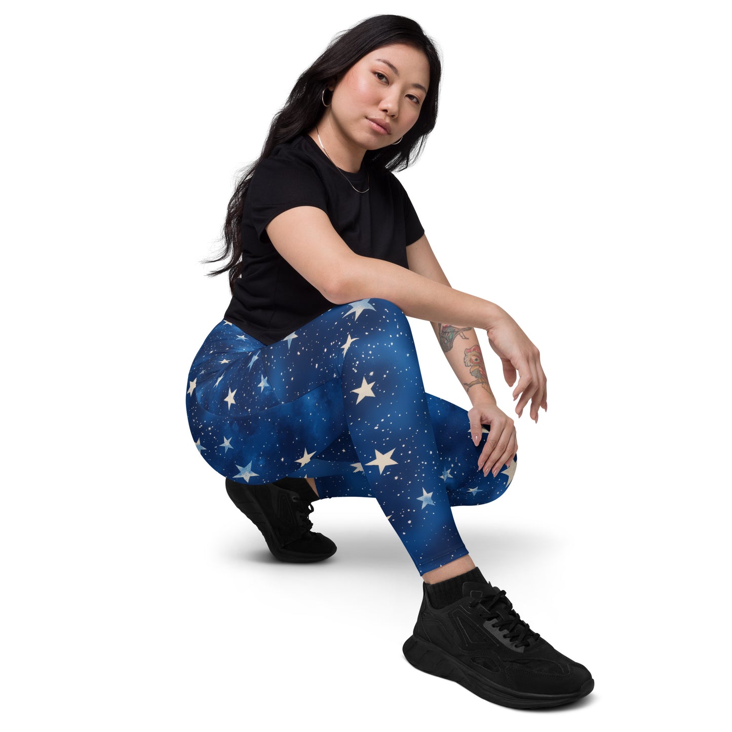 Background Stars - Crossover leggings with pockets