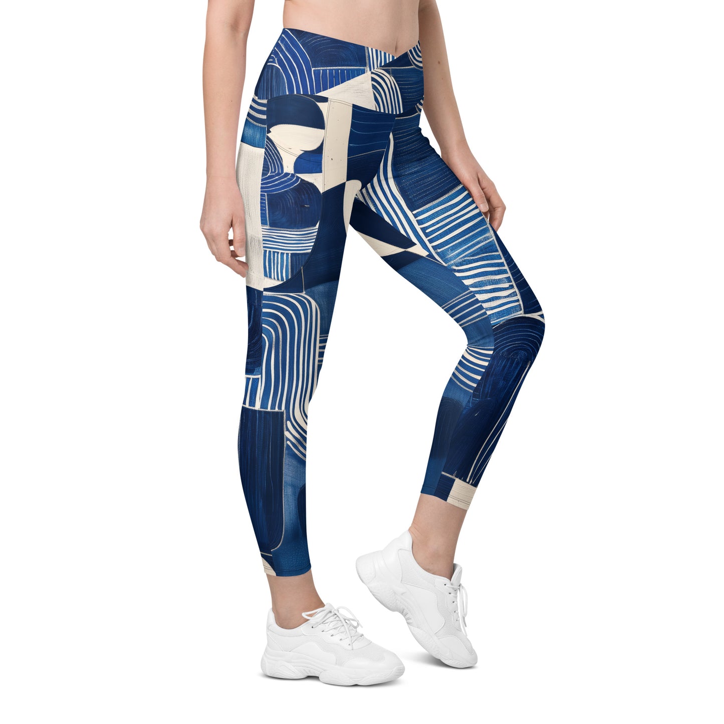 Pablo Picasso Sashiko - Crossover leggings with pockets