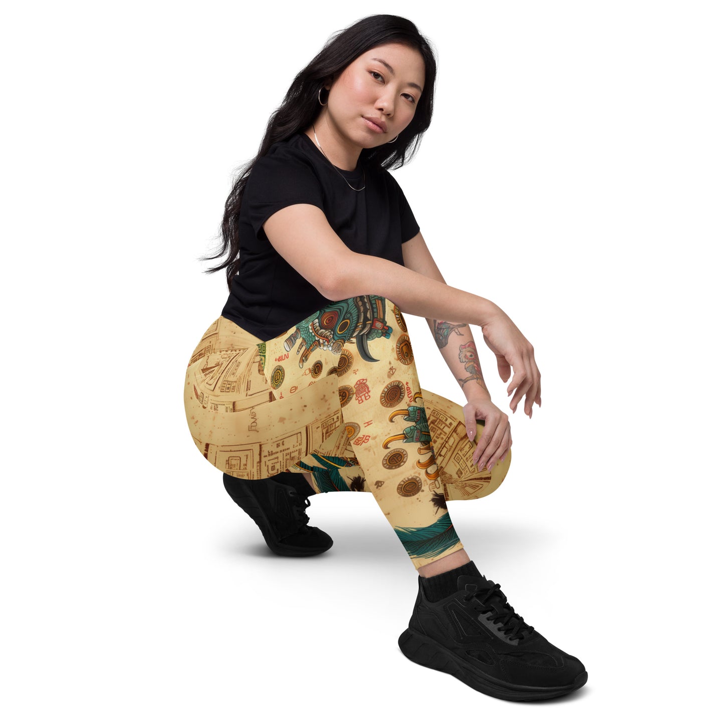 Quetzalcoatl - Crossover leggings with pockets