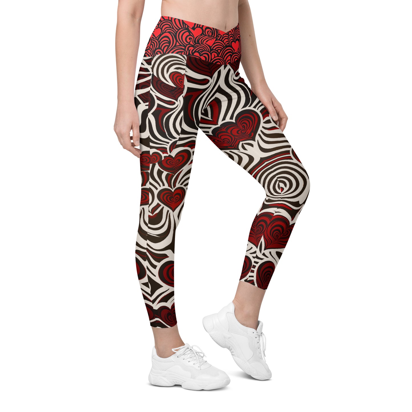 Hearts and Stripes - Crossover leggings with pockets