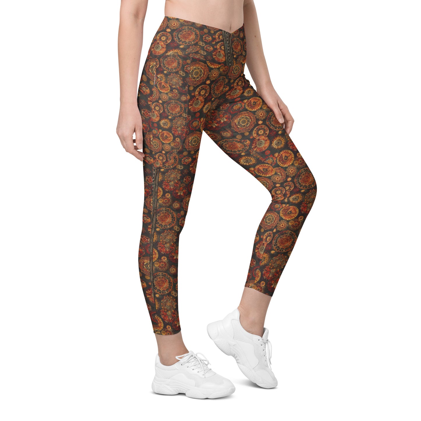 Moroccan Textile - Crossover leggings with pockets