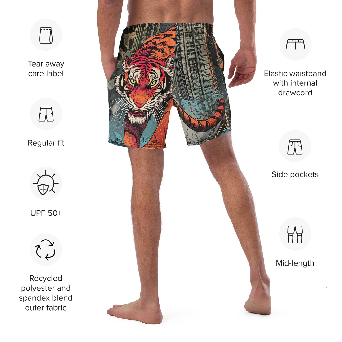 Staring Tiger - Men's swim trunks