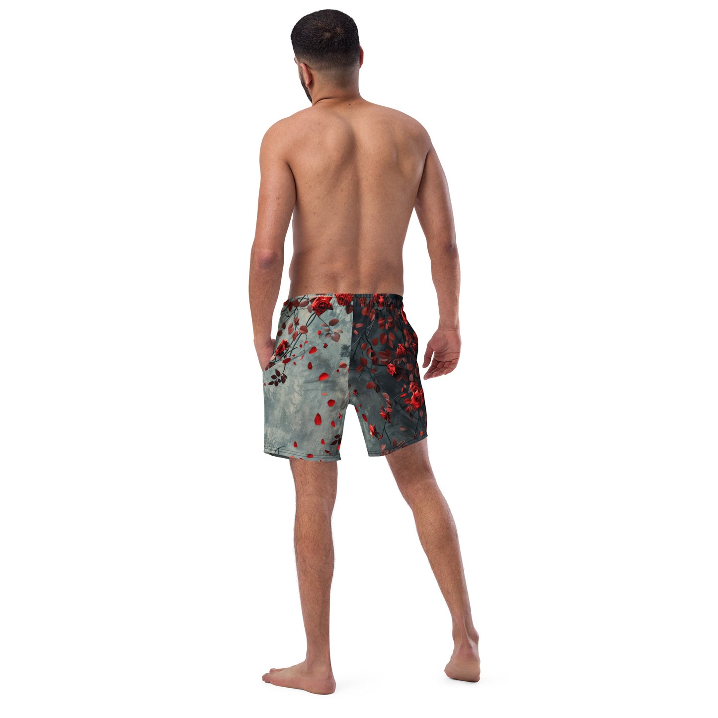 Roses on Grey - Men's swim trunks