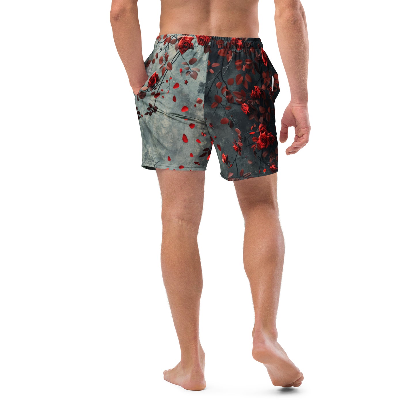 Roses on Grey - Men's swim trunks