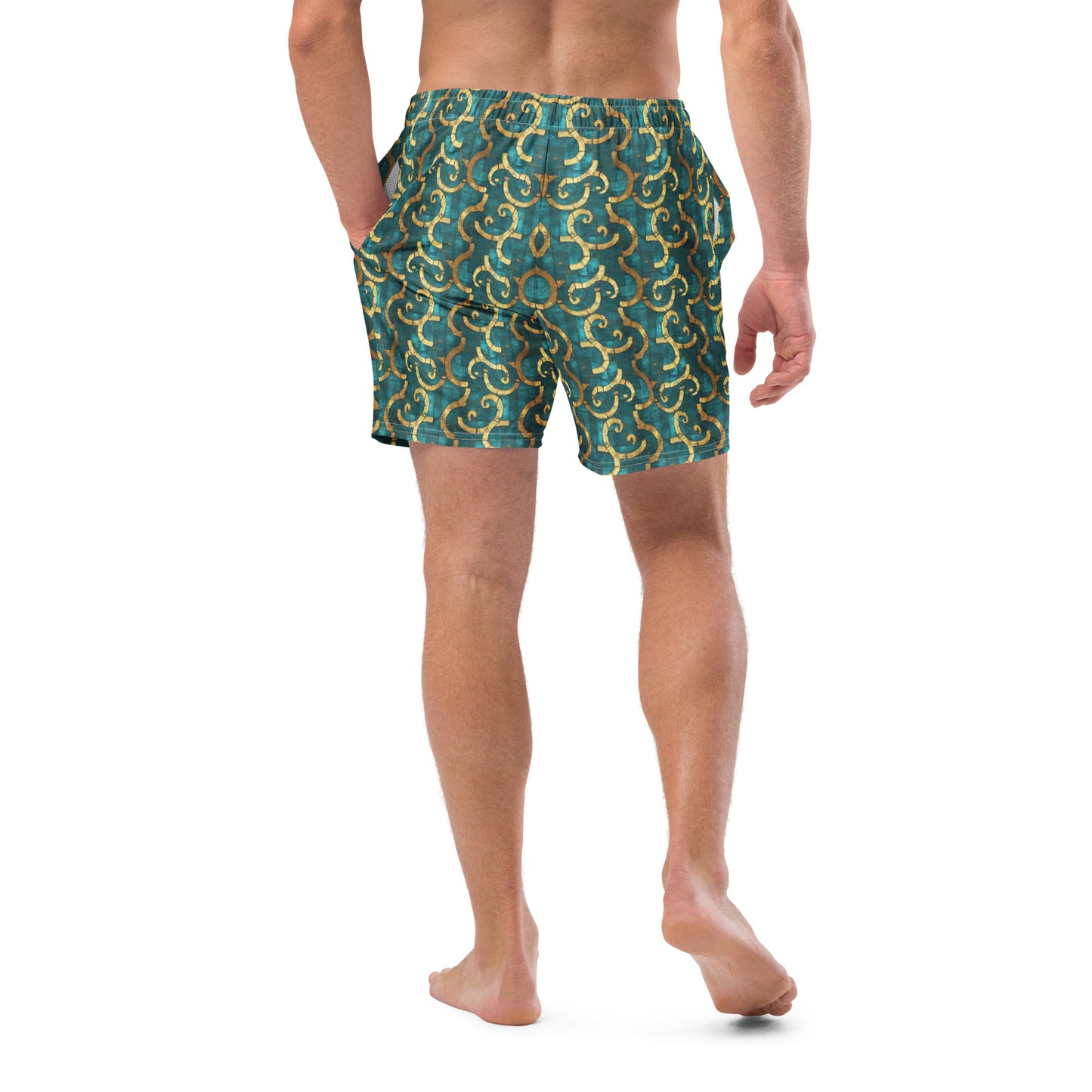 Grecian Turquoise and Gold - Swim Trunks