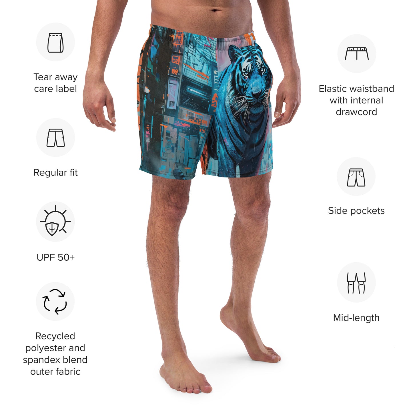 Staring Tiger - Men's swim trunks