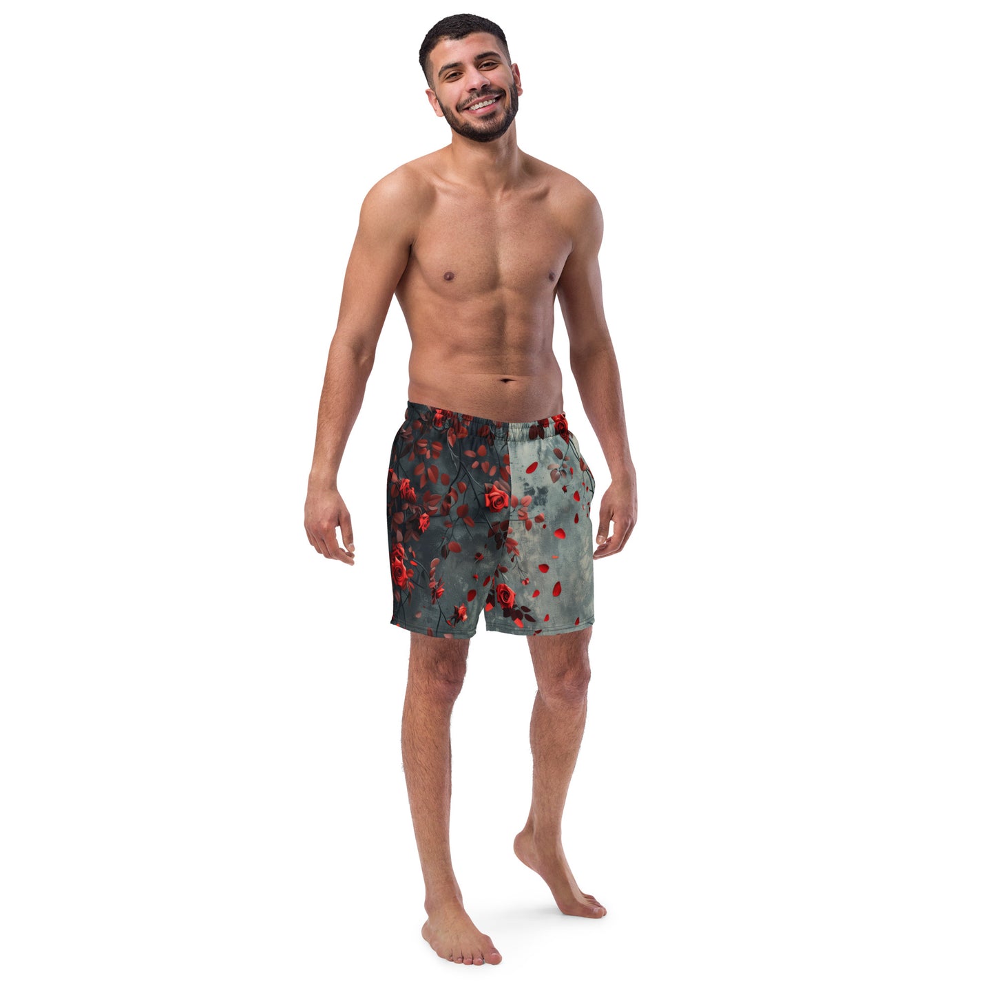 Roses on Grey - Men's swim trunks