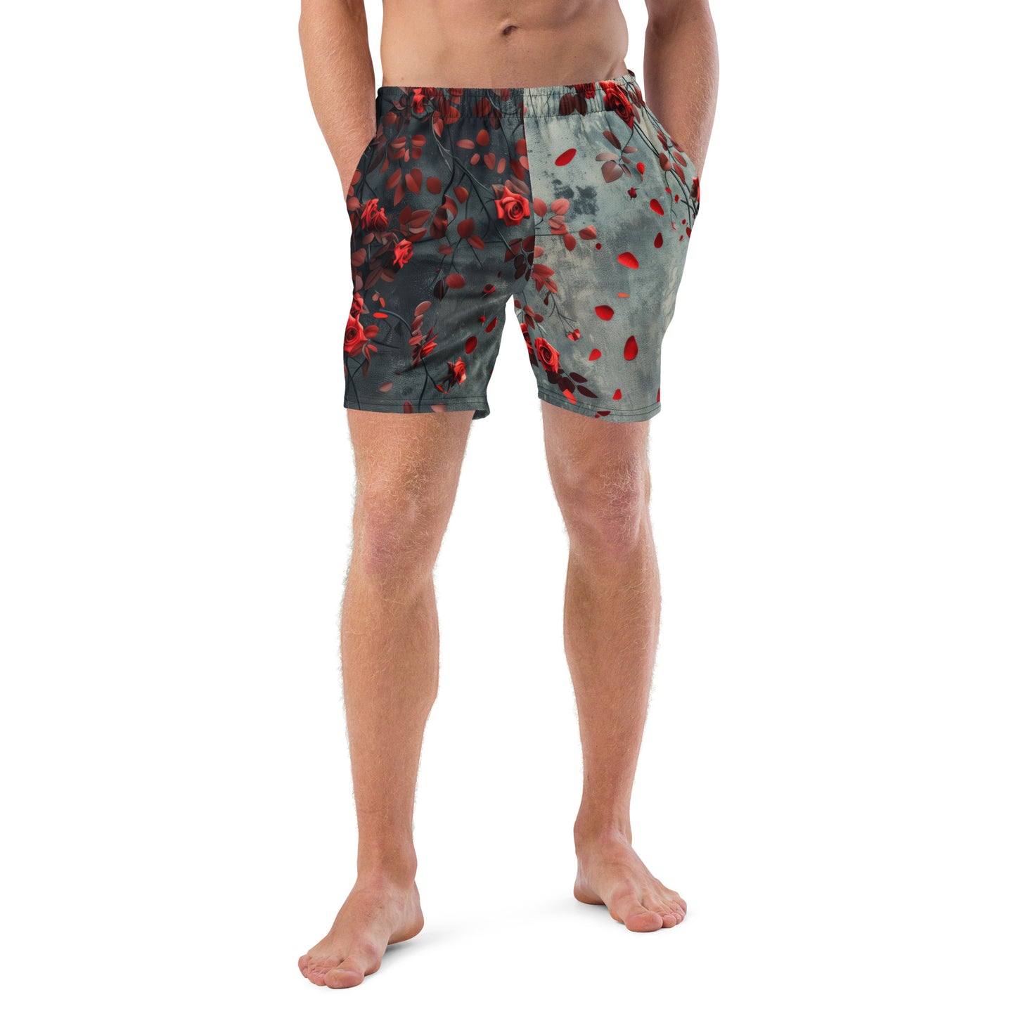 Roses on Grey - Men's swim trunks