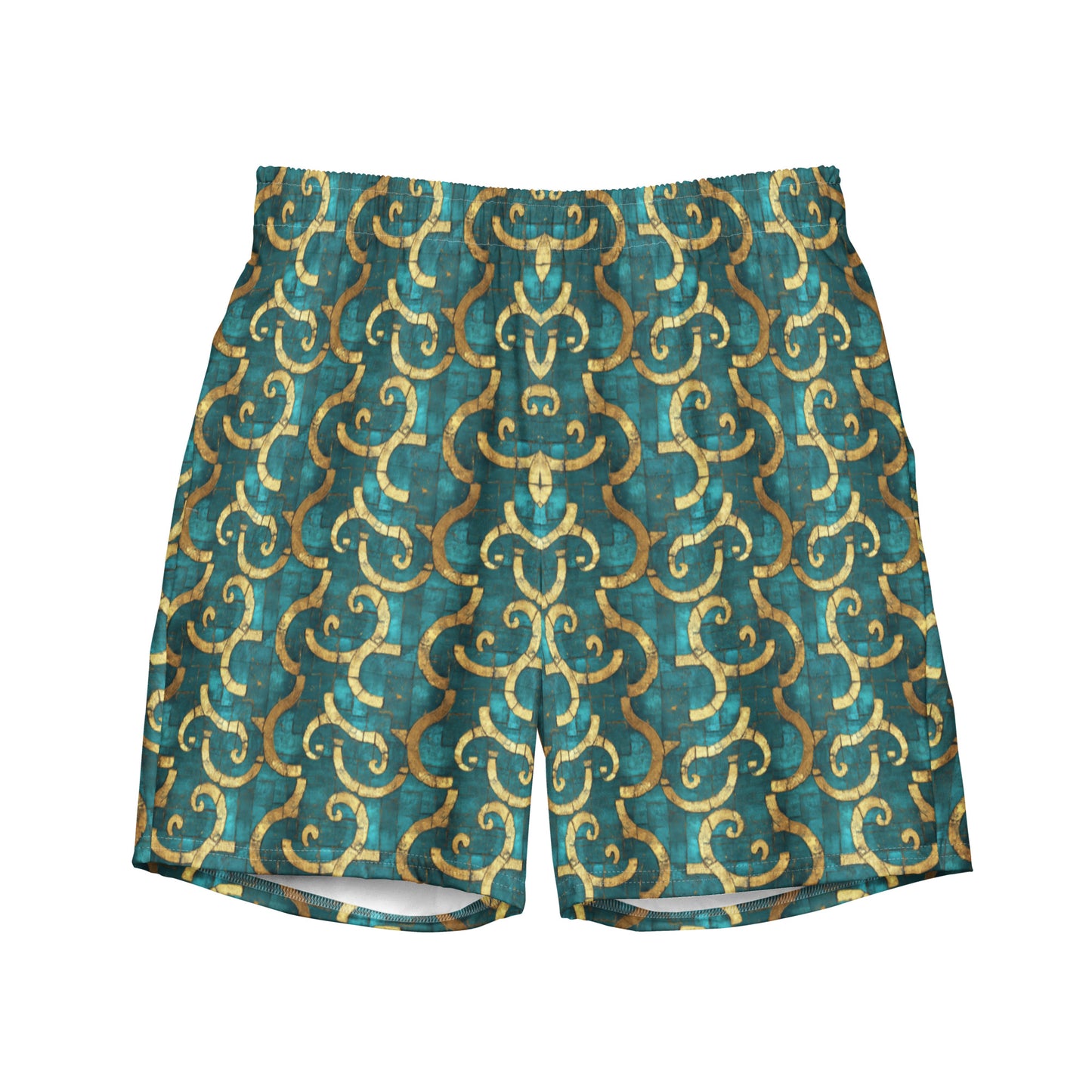 Grecian Turquoise and Gold - Swim Trunks