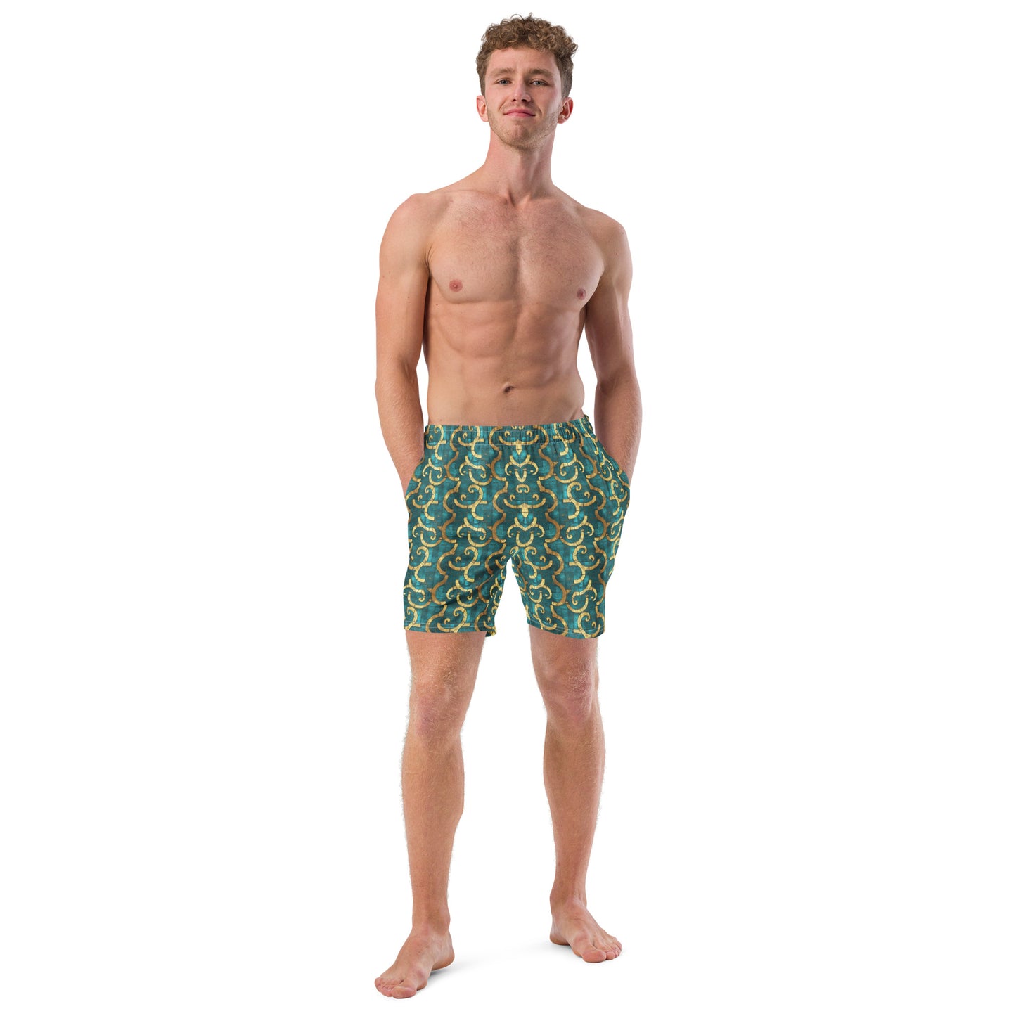 Grecian Turquoise and Gold - Swim Trunks