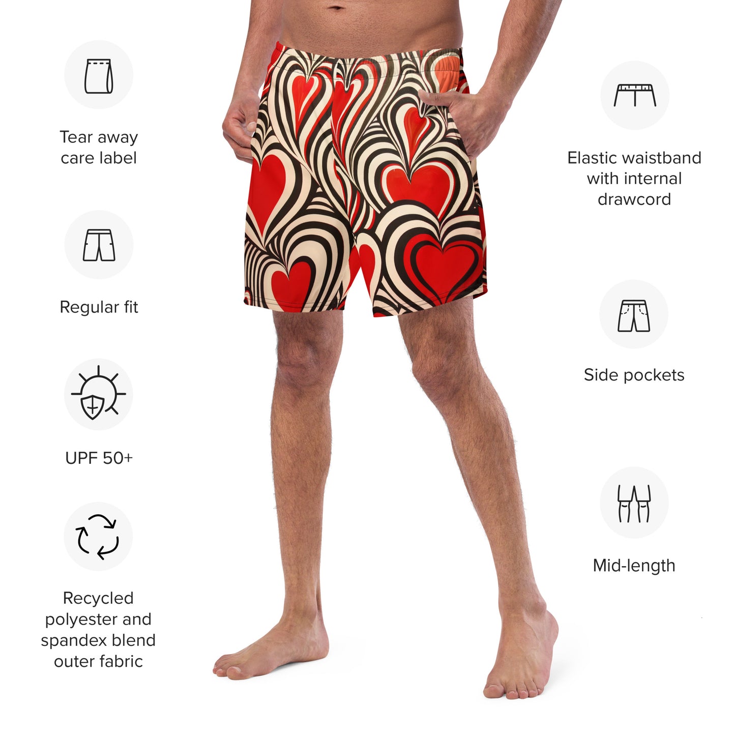 Hearts and Stripes - Men's swim trunks