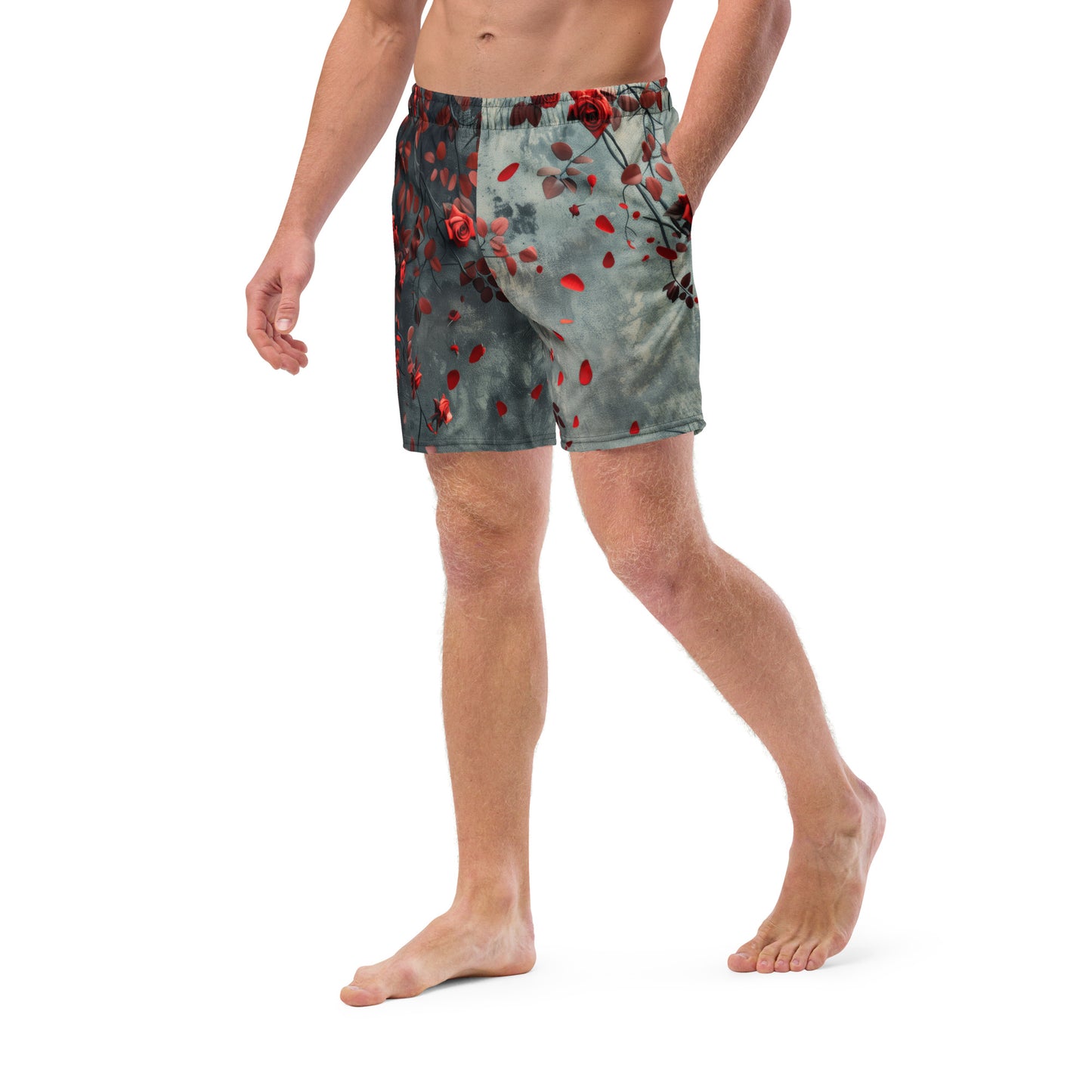 Roses on Grey - Men's swim trunks