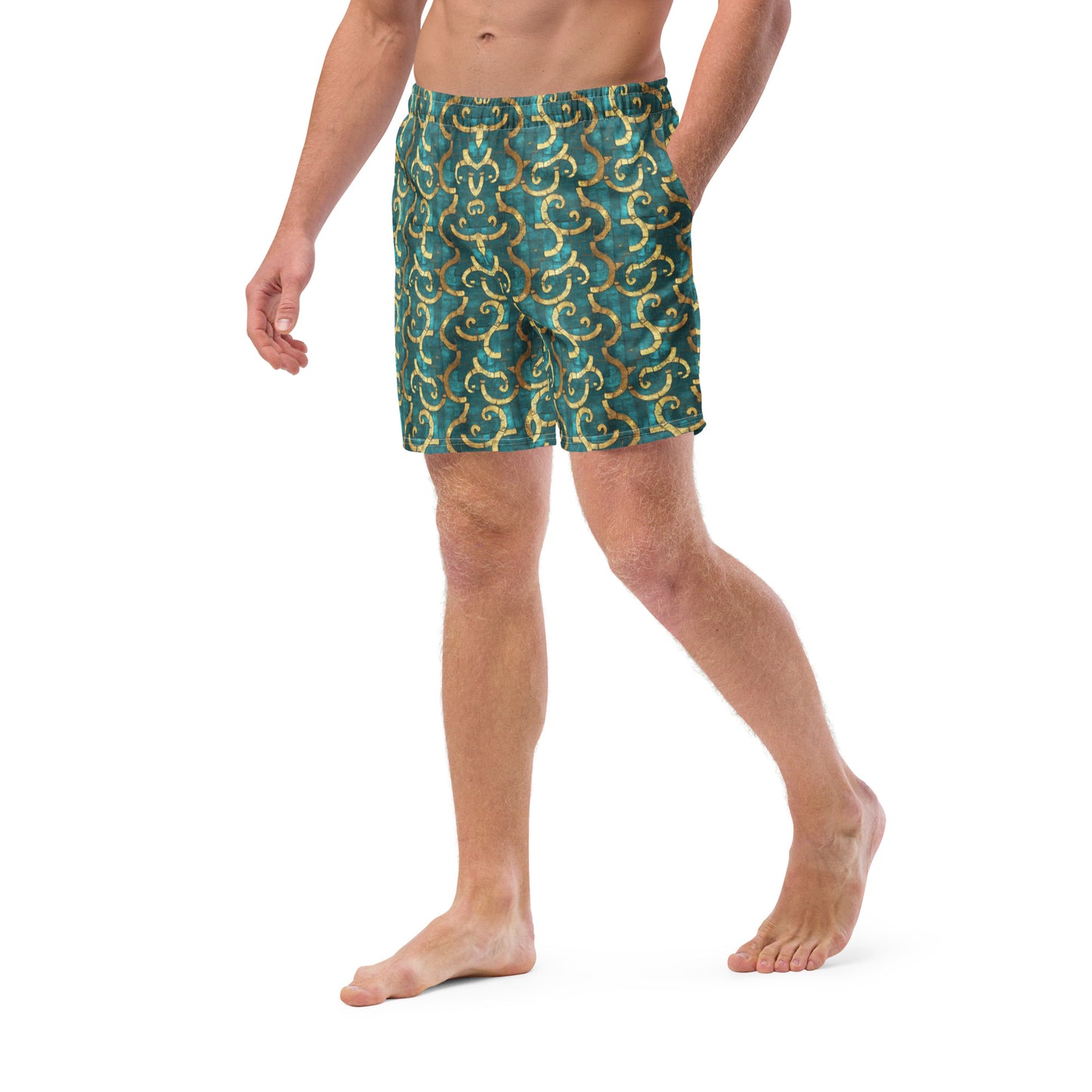 Grecian Turquoise and Gold - Swim Trunks