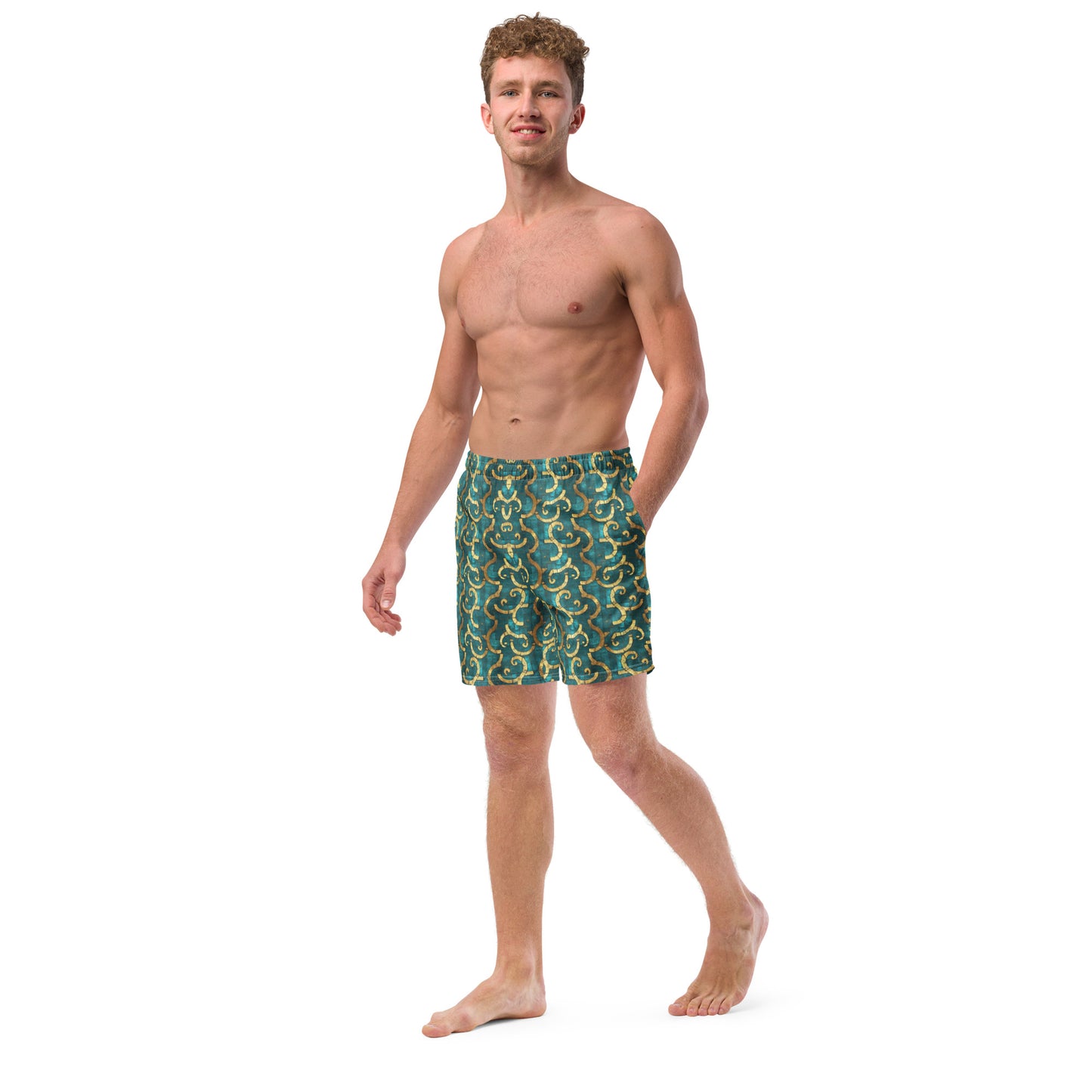 Grecian Turquoise and Gold - Swim Trunks