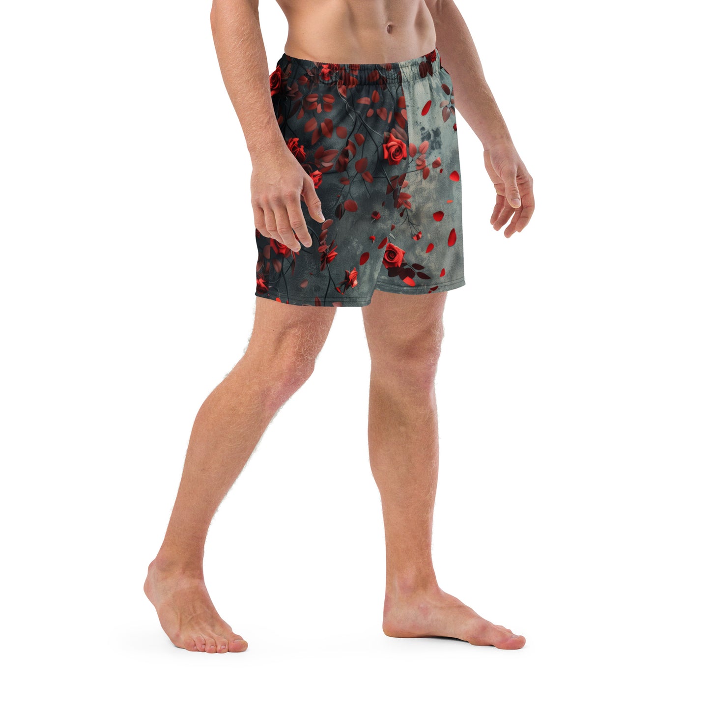 Roses on Grey - Men's swim trunks