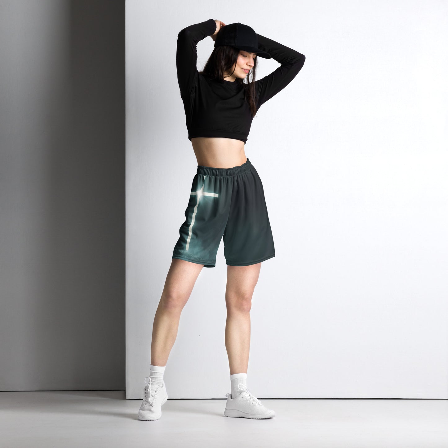 Illuminated Cross - Unisex mesh shorts