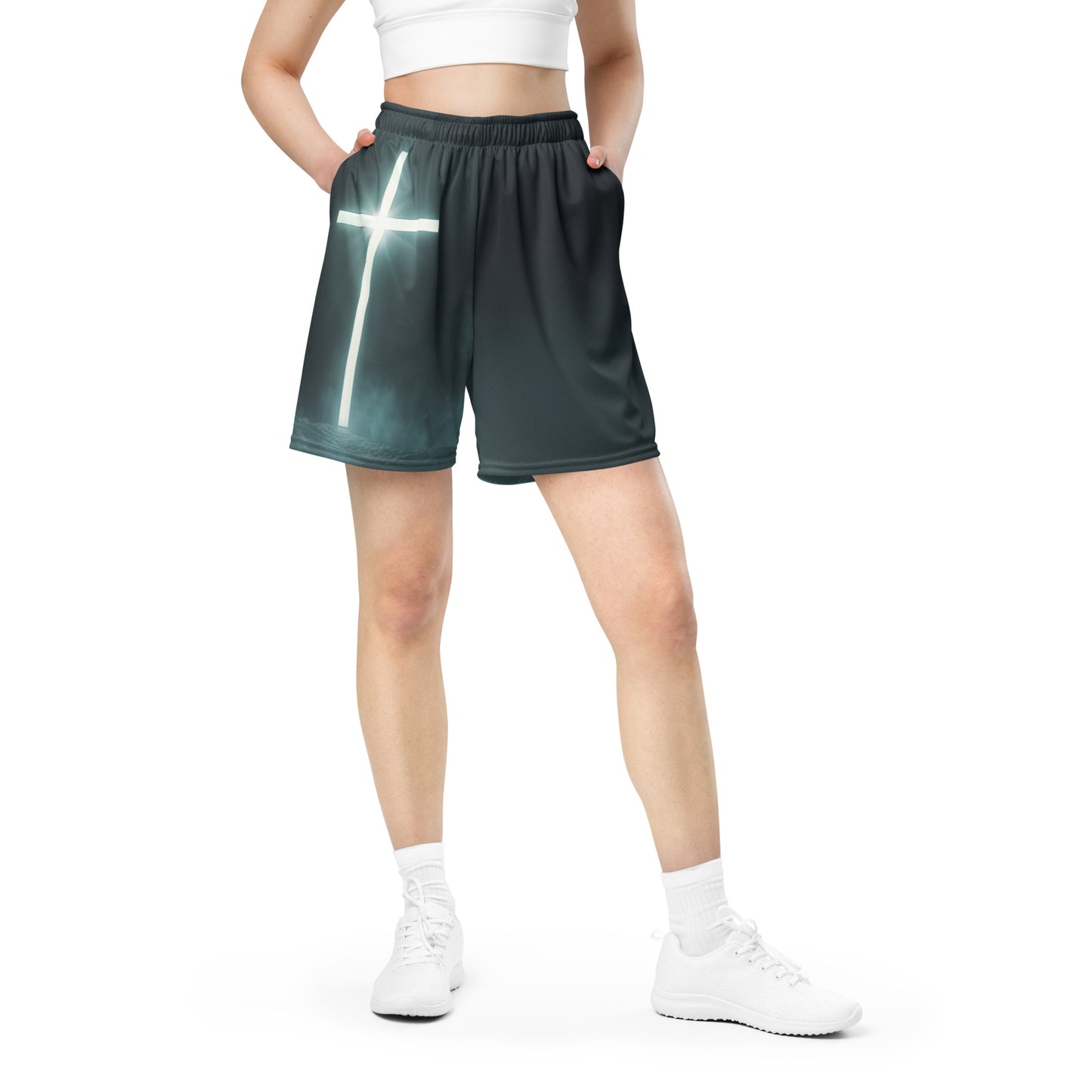 Illuminated Cross - Unisex mesh shorts