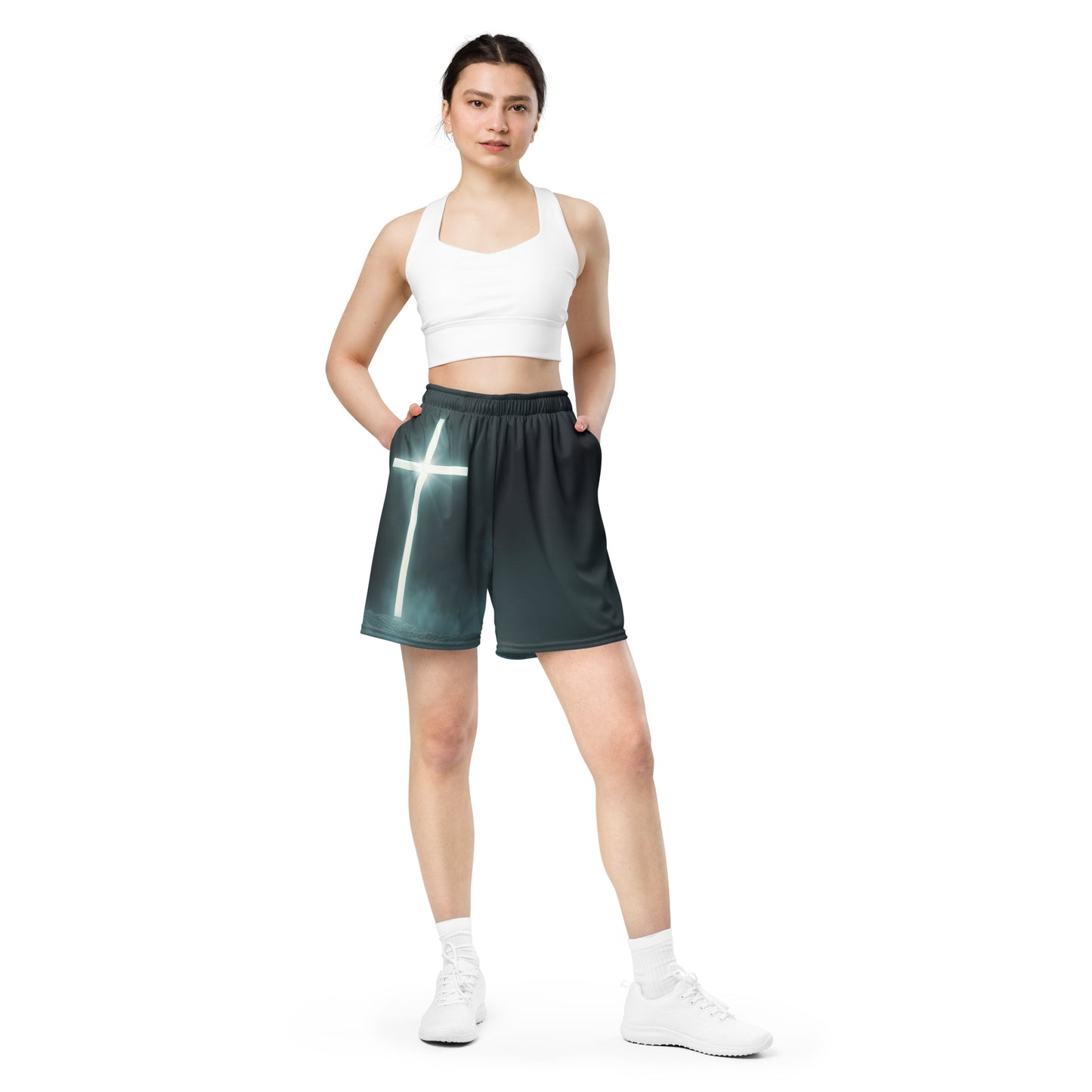 Illuminated Cross - Unisex mesh shorts