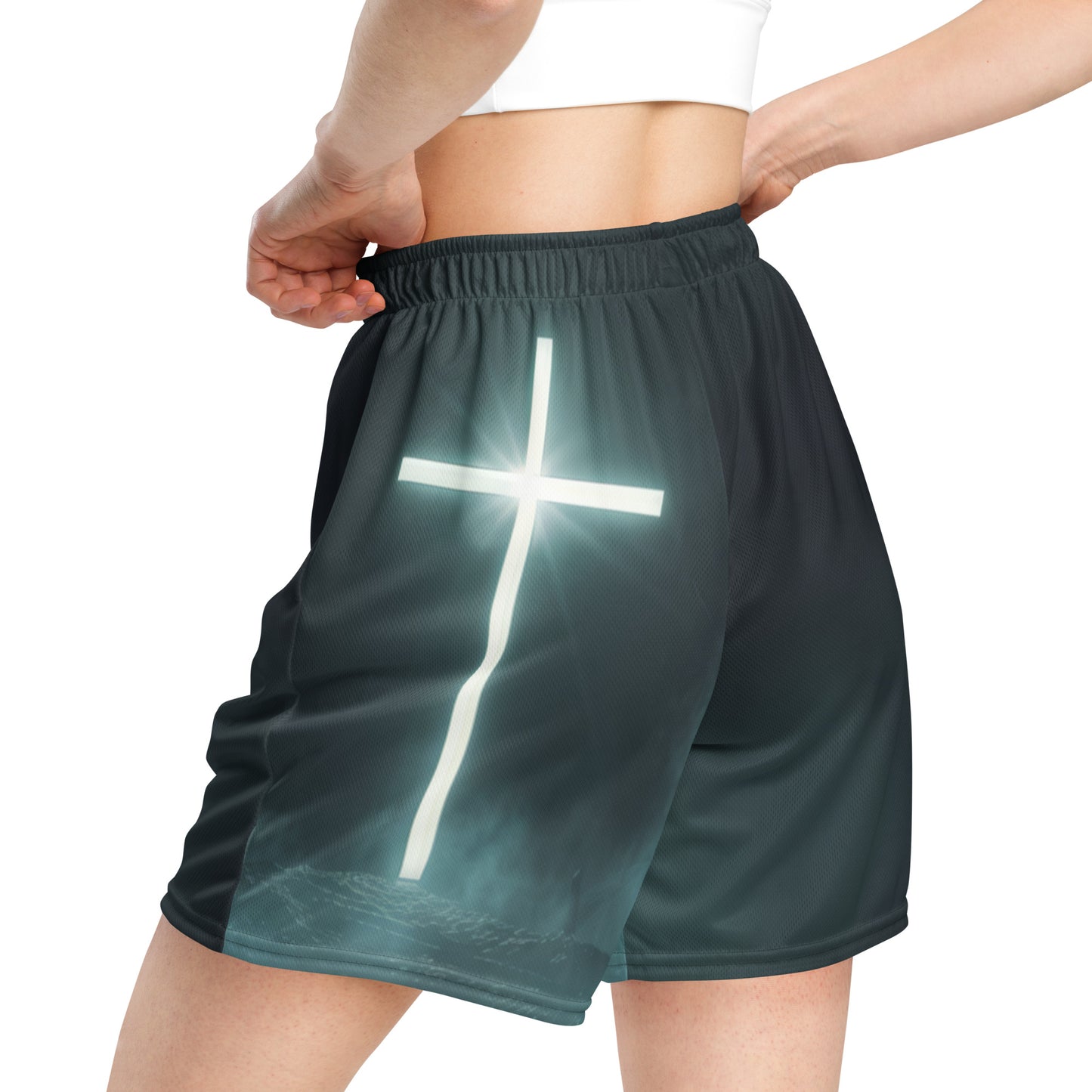 Illuminated Cross - Unisex mesh shorts