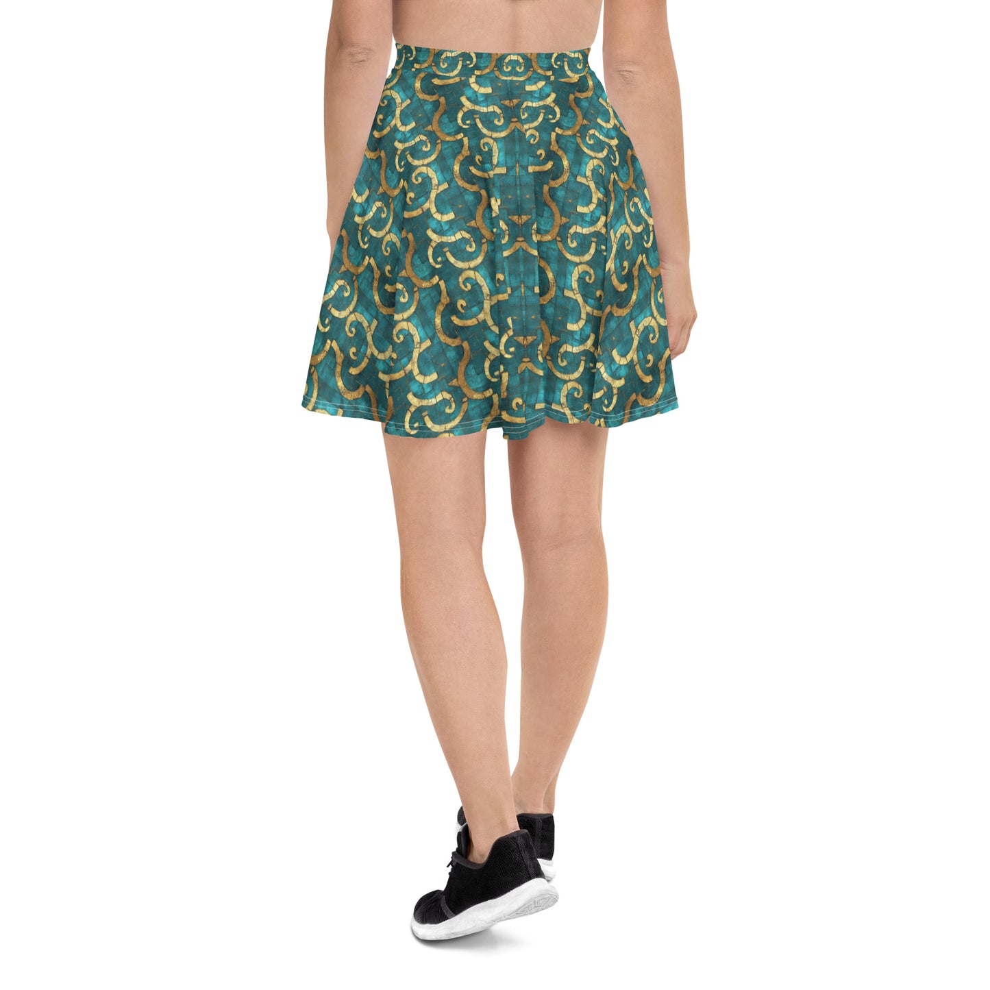 Grecian Turquoise and Gold - Skater Skirt