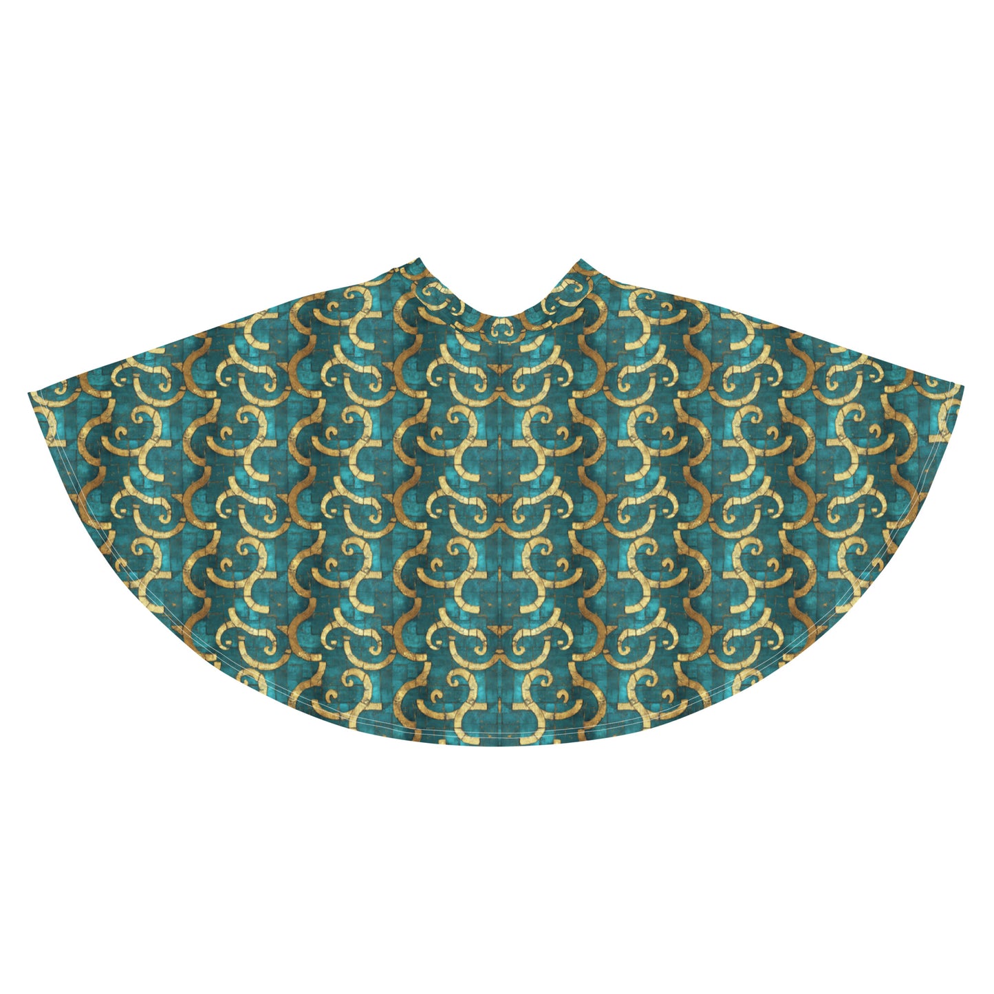 Grecian Turquoise and Gold - Skater Skirt