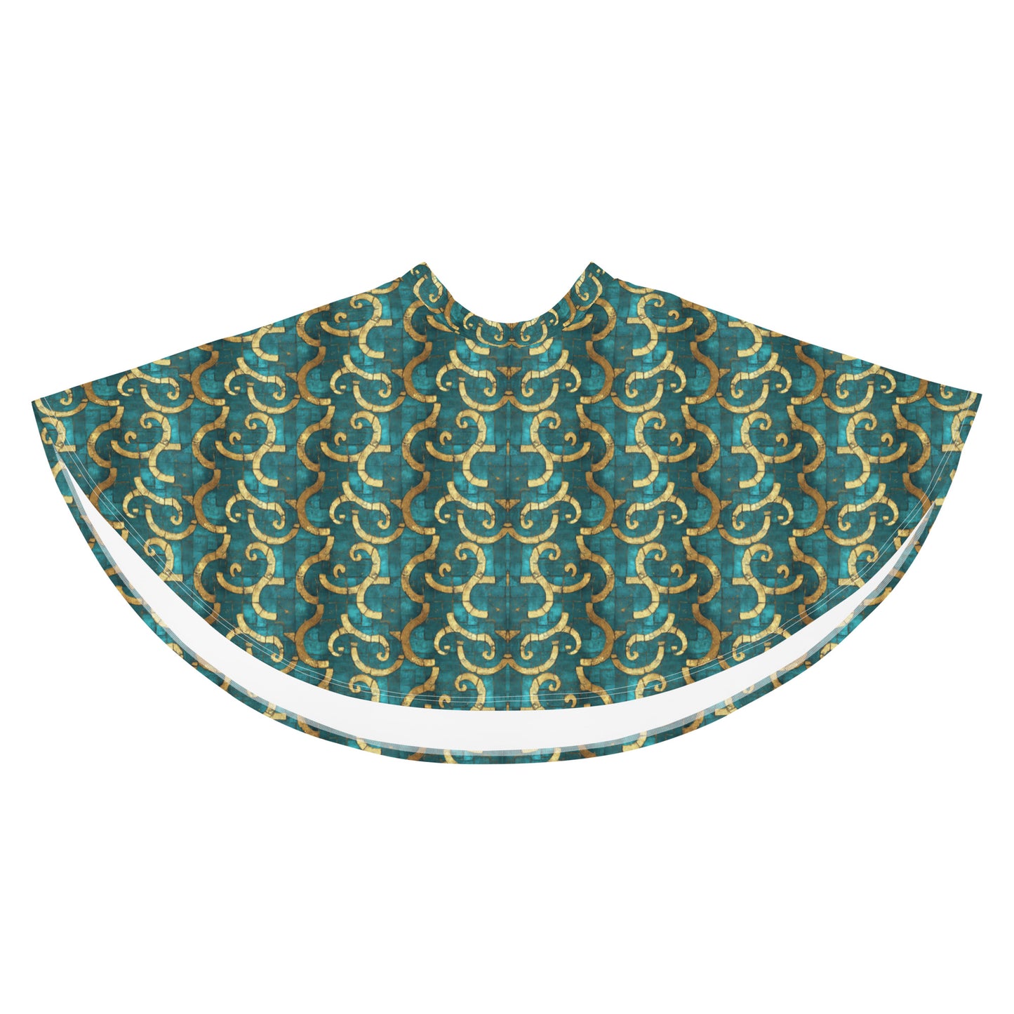 Grecian Turquoise and Gold - Skater Skirt