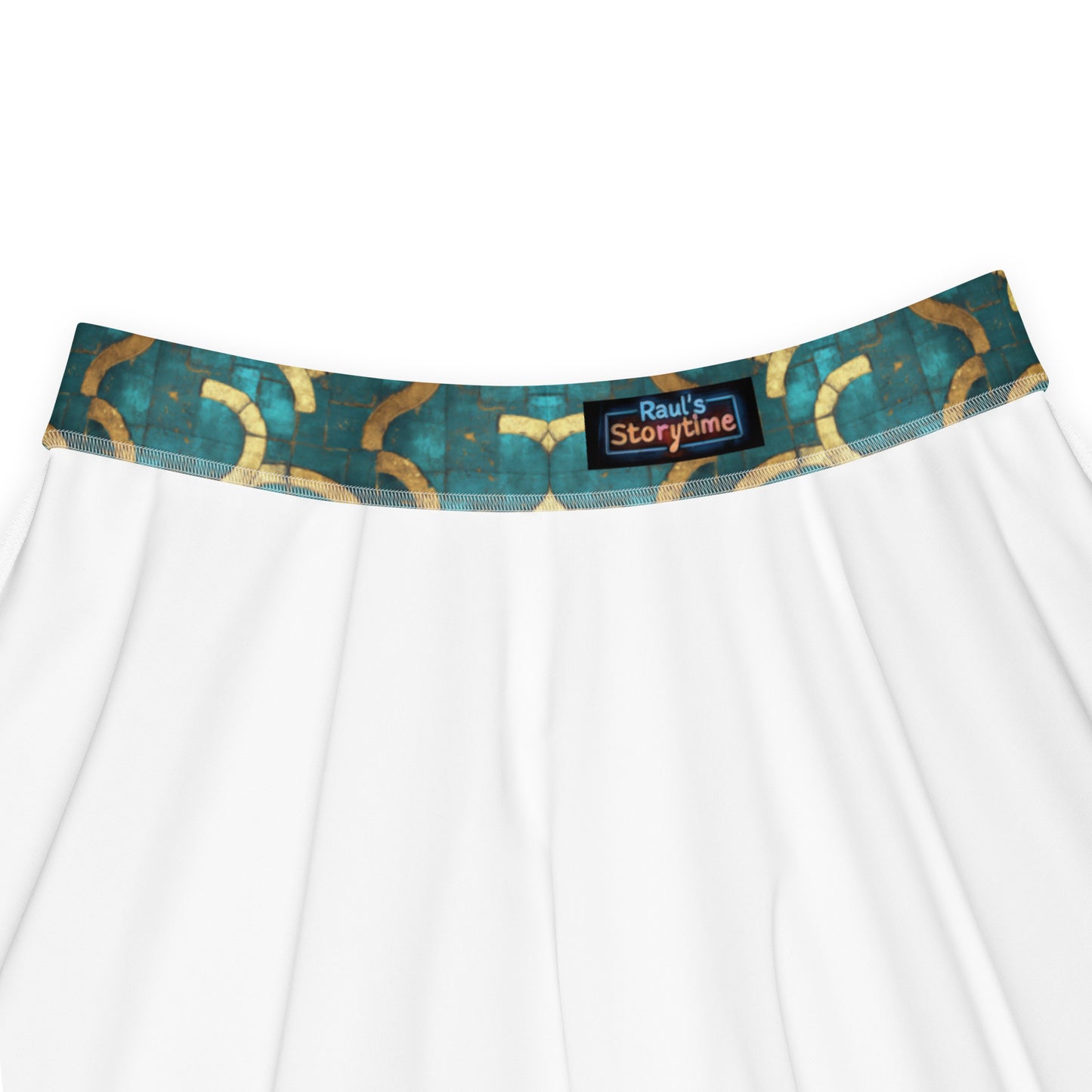 Grecian Turquoise and Gold - Skater Skirt