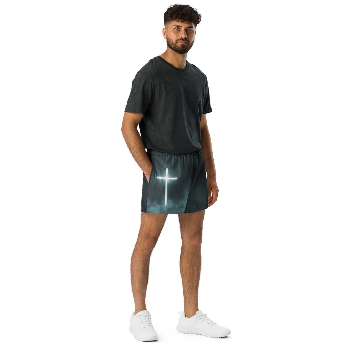 Illuminated Cross - Unisex Athletic Shorts