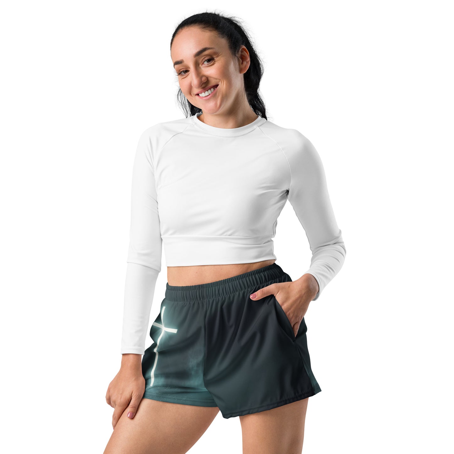 Illuminated Cross - Unisex Athletic Shorts