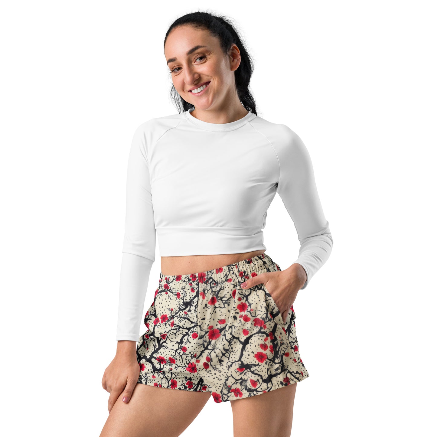 Rouge Blossoms - Unisex Athletic Shorts