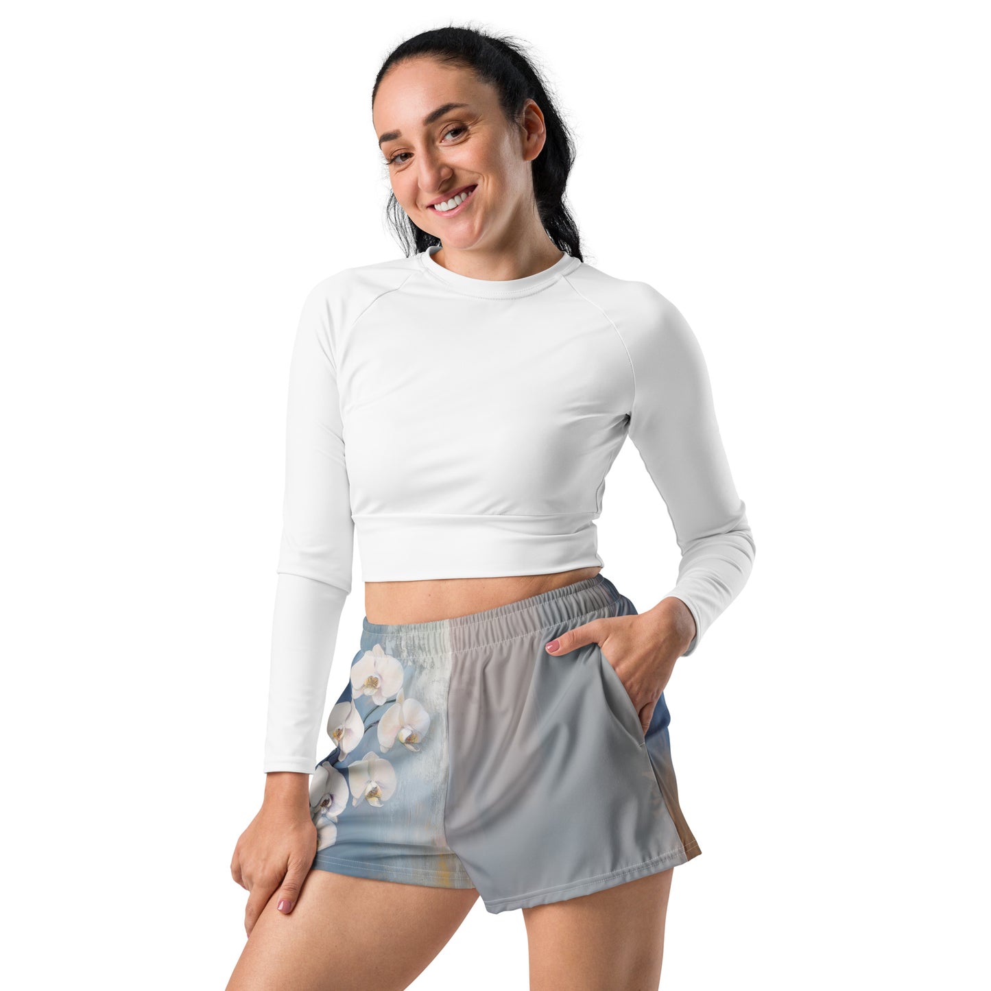 Impressionist White Orchids - Unisex Athletic Shorts