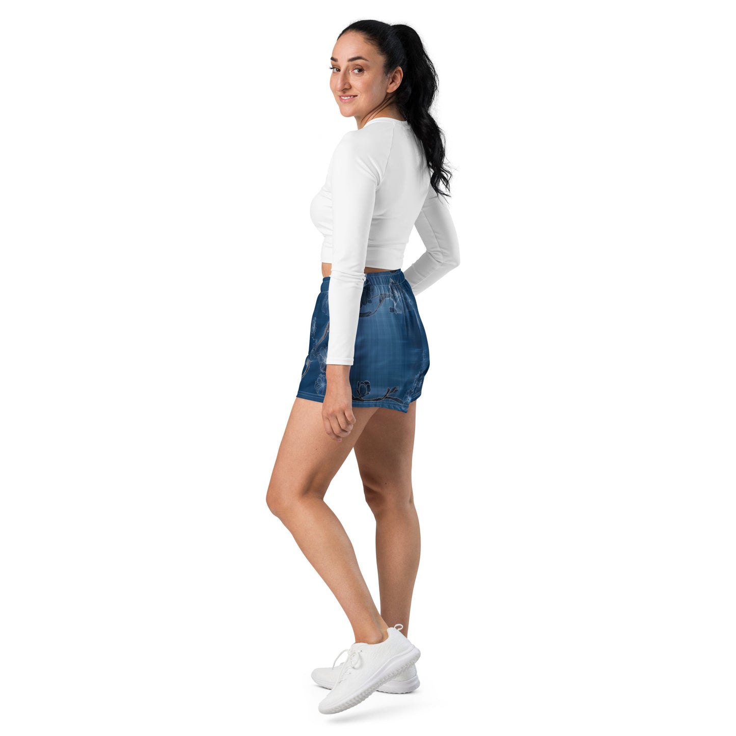 Sashiko White Lotus - Unisex Athletic Shorts