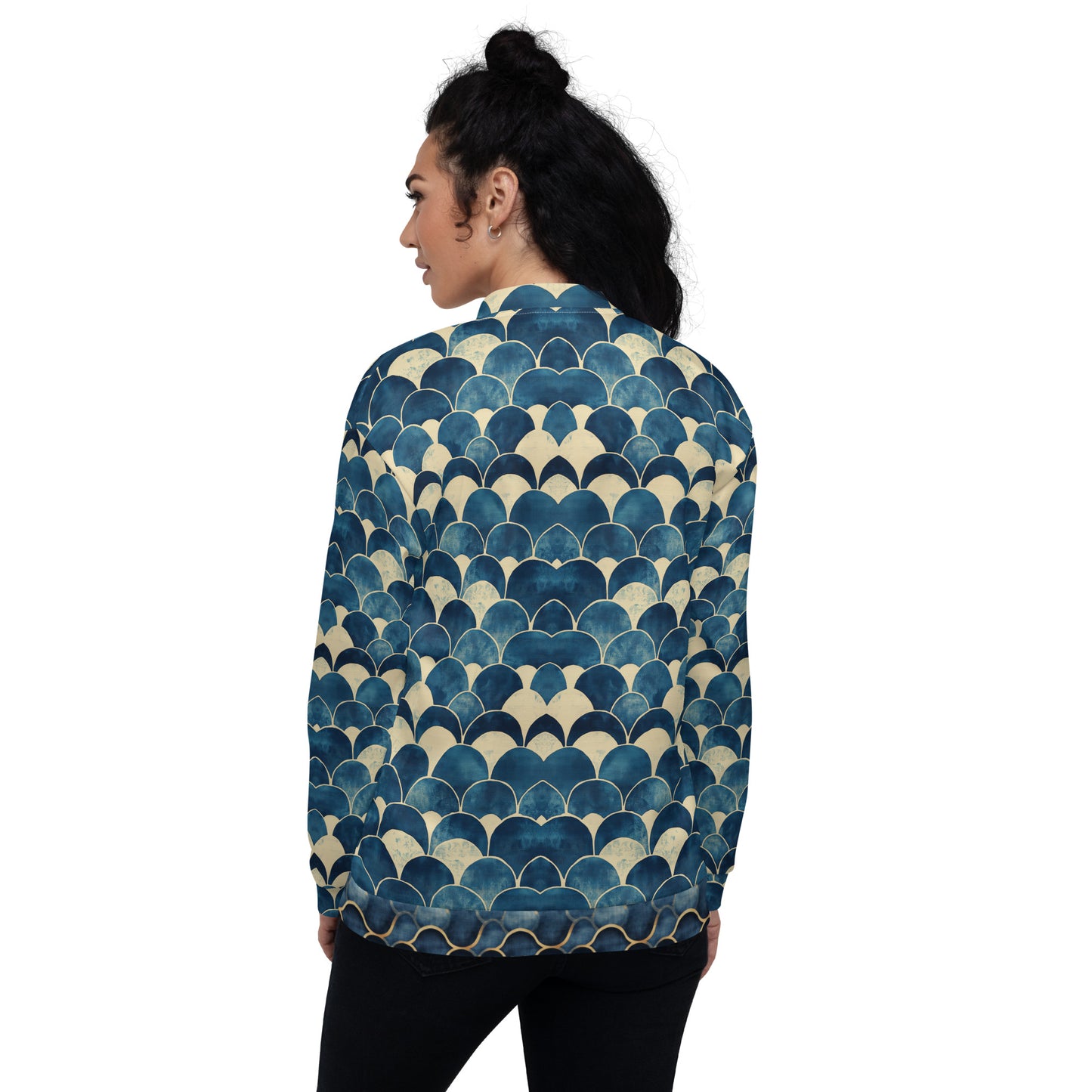 Sashiko Turquoise - Unisex Bomber Jacket