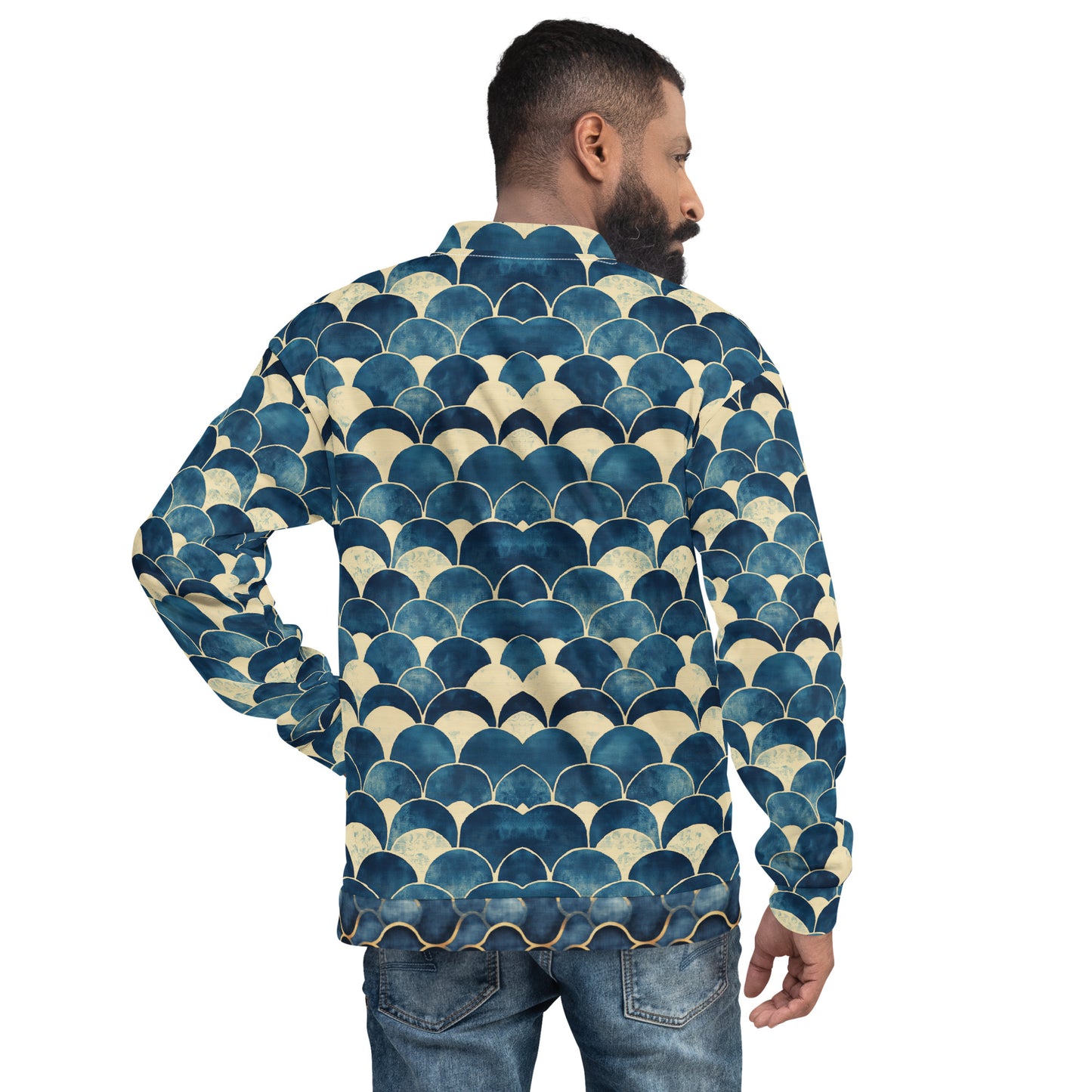 Sashiko Turquoise - Unisex Bomber Jacket