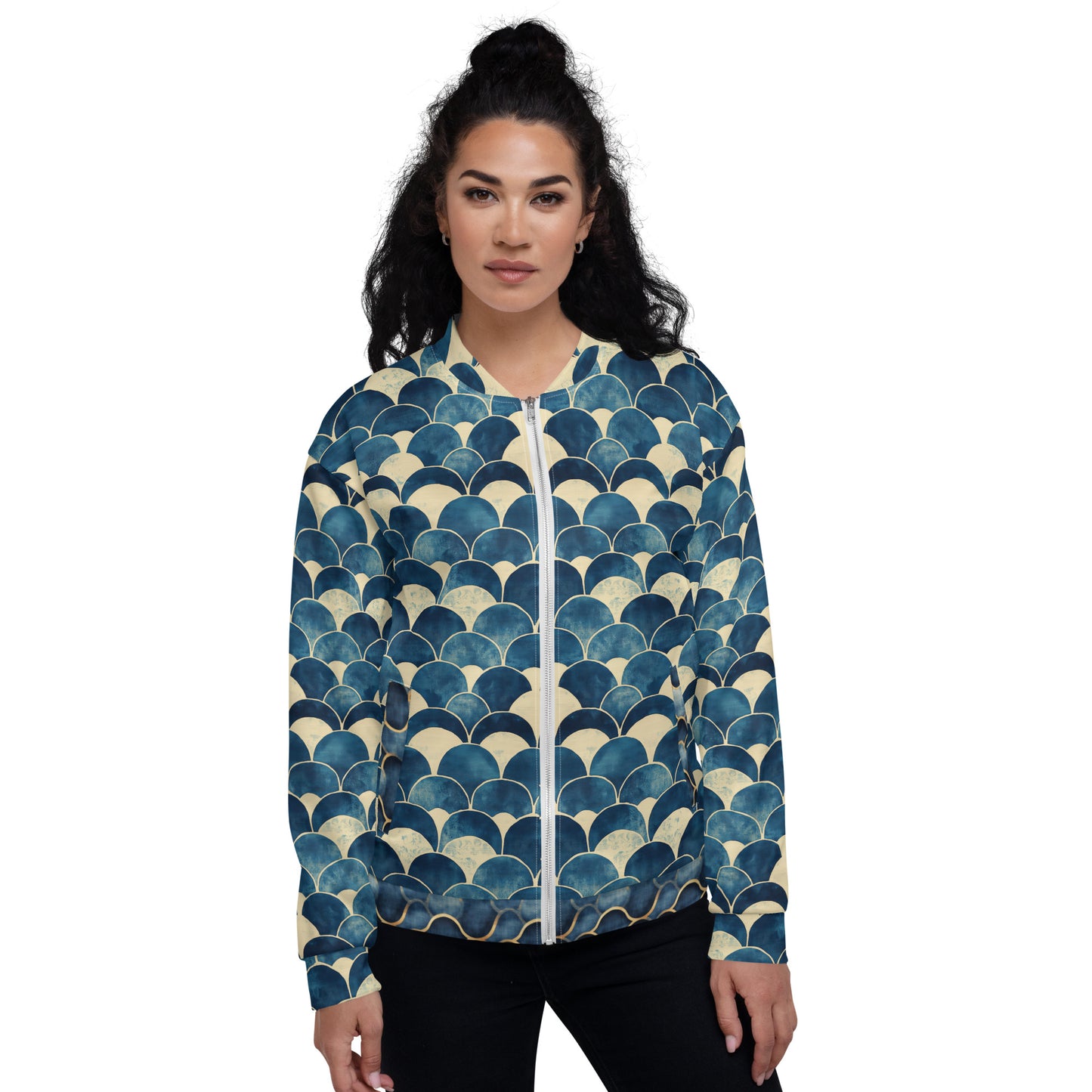 Sashiko Turquoise - Unisex Bomber Jacket