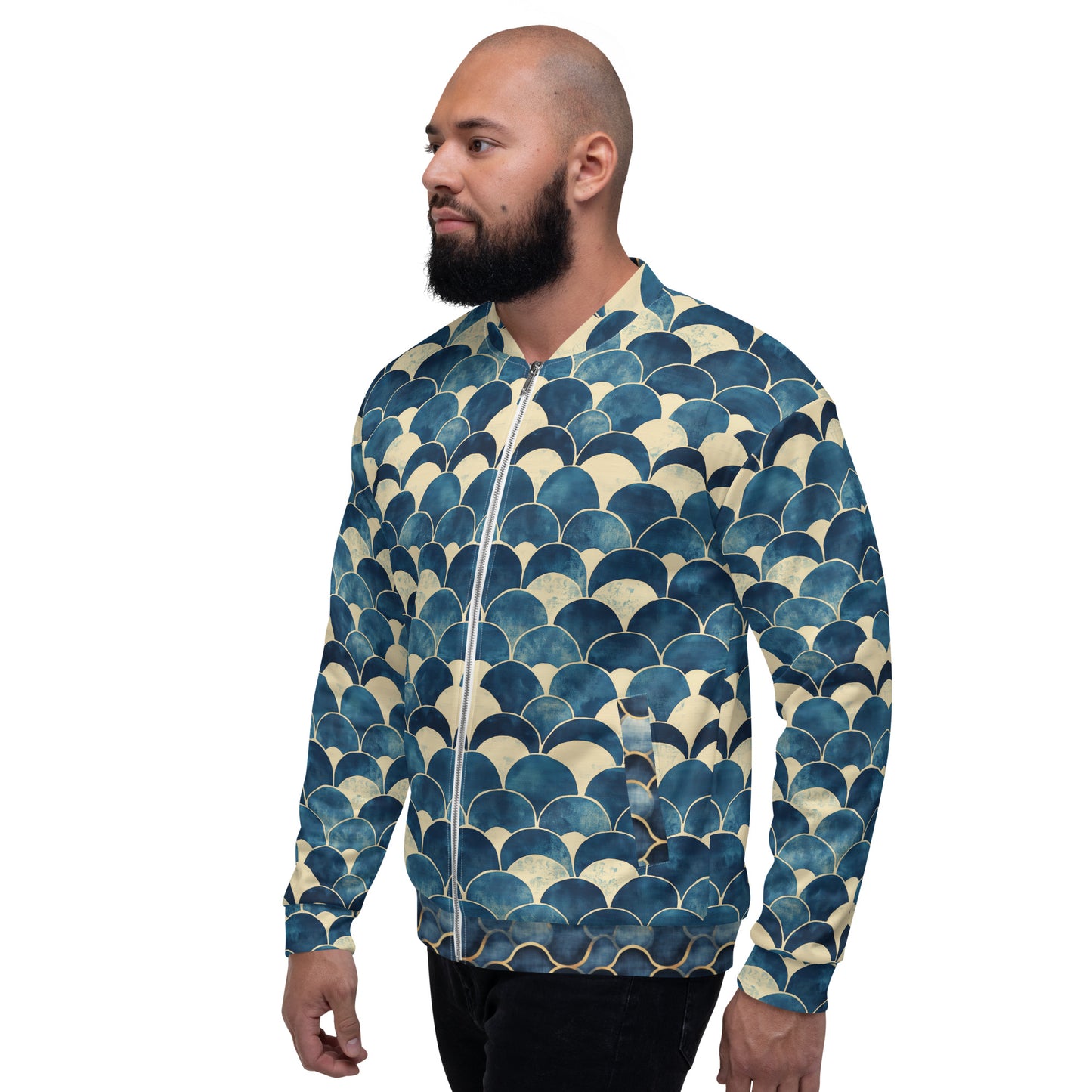 Sashiko Turquoise - Unisex Bomber Jacket