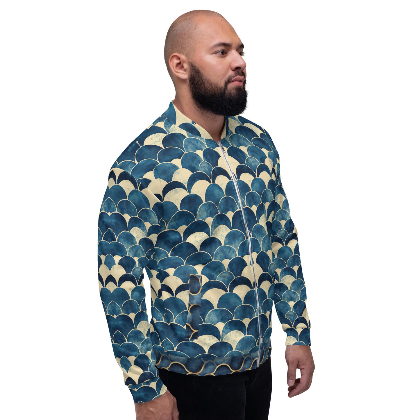 Sashiko Turquoise - Unisex Bomber Jacket