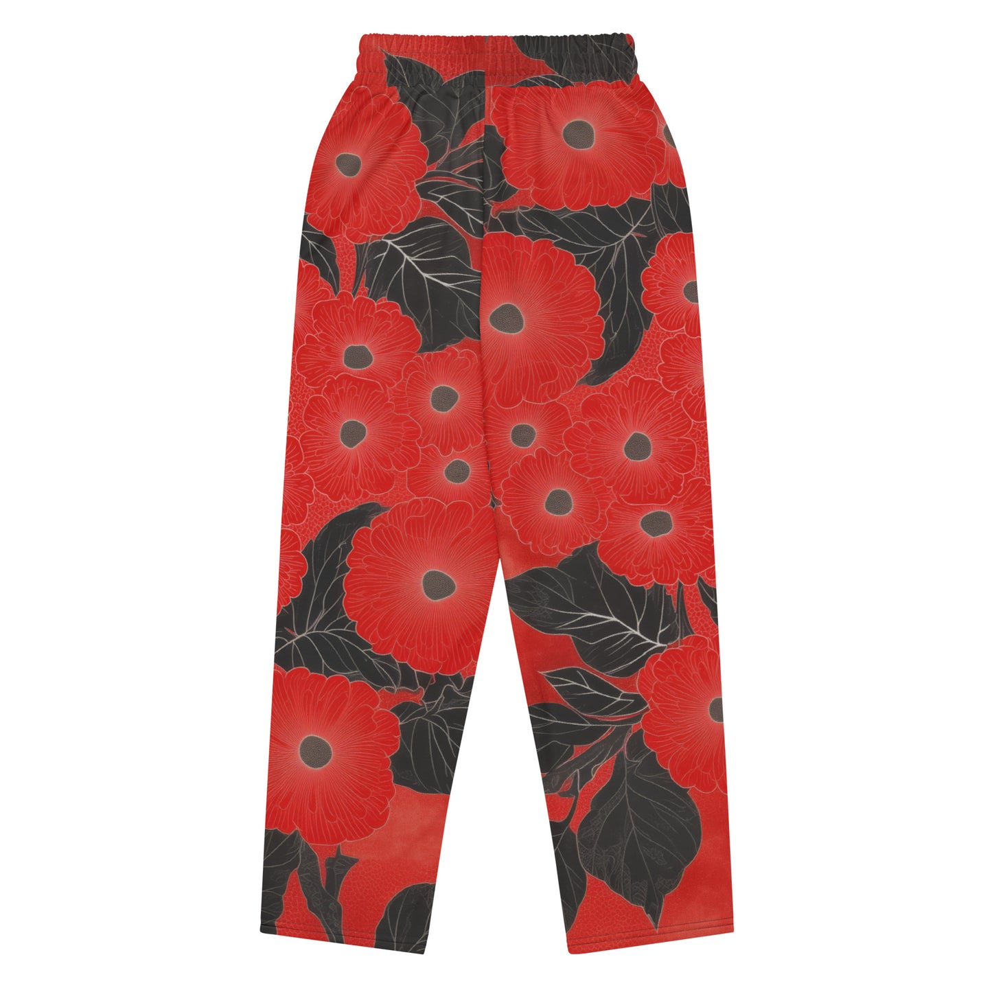 Sashiko Red Floral - Wide-leg joggers