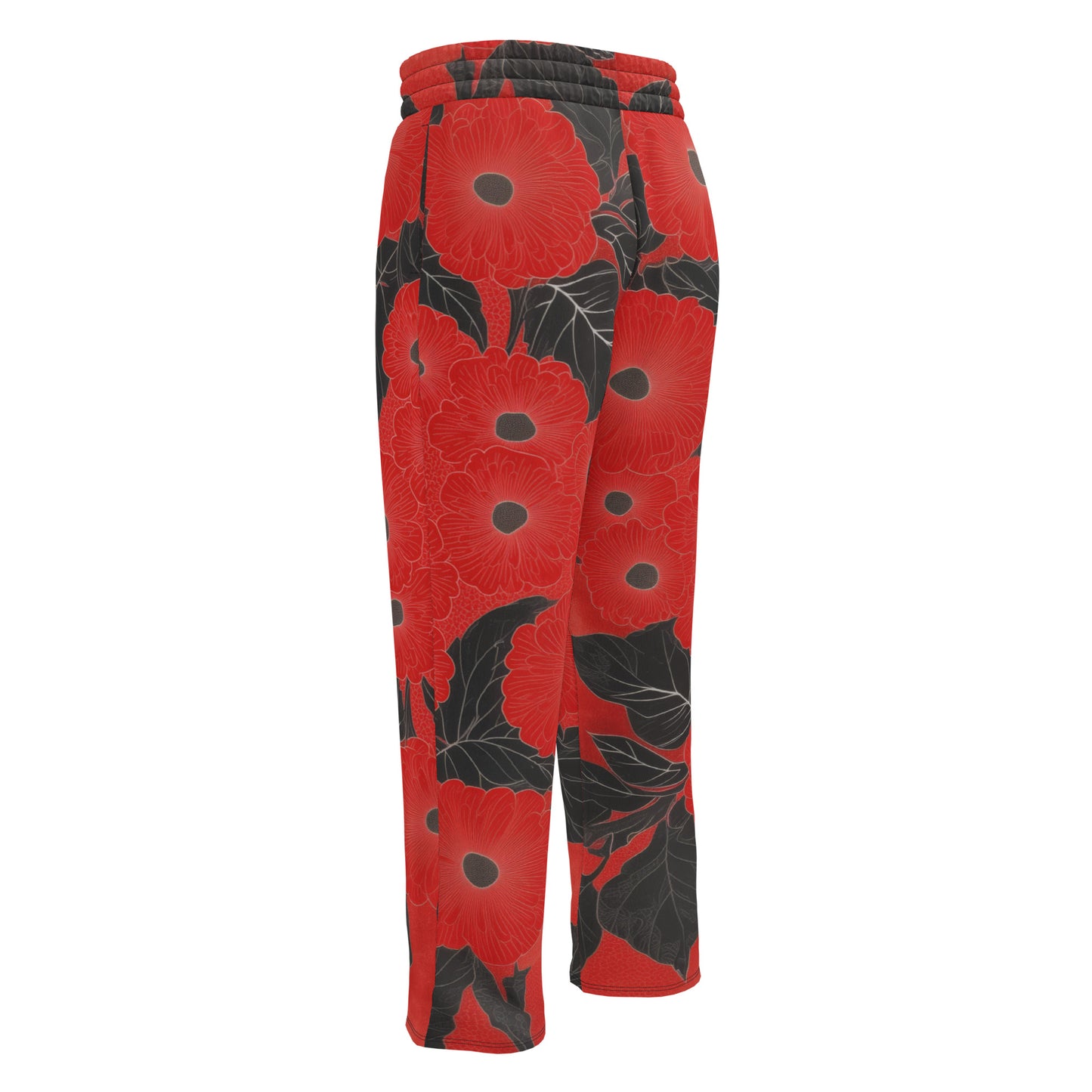 Sashiko Red Floral - Wide-leg joggers