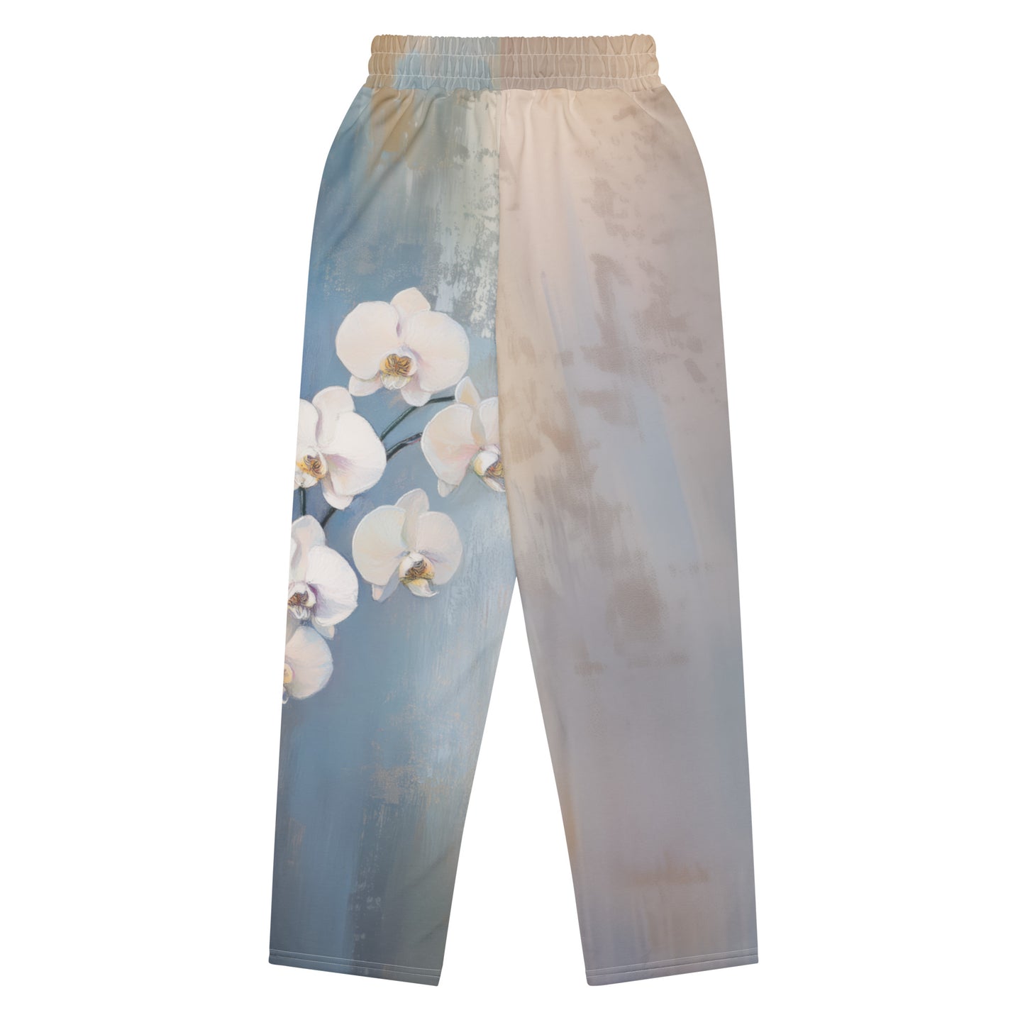 Impressionist White Orchids - Wide-leg joggers