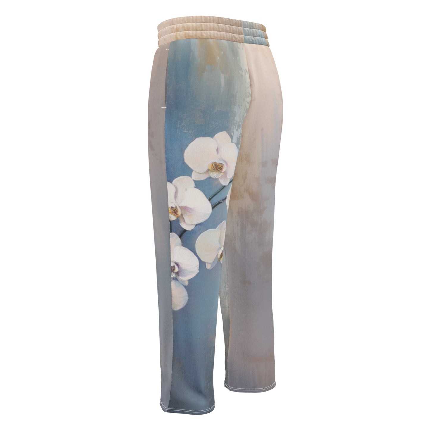 Impressionist White Orchids - Wide-leg joggers