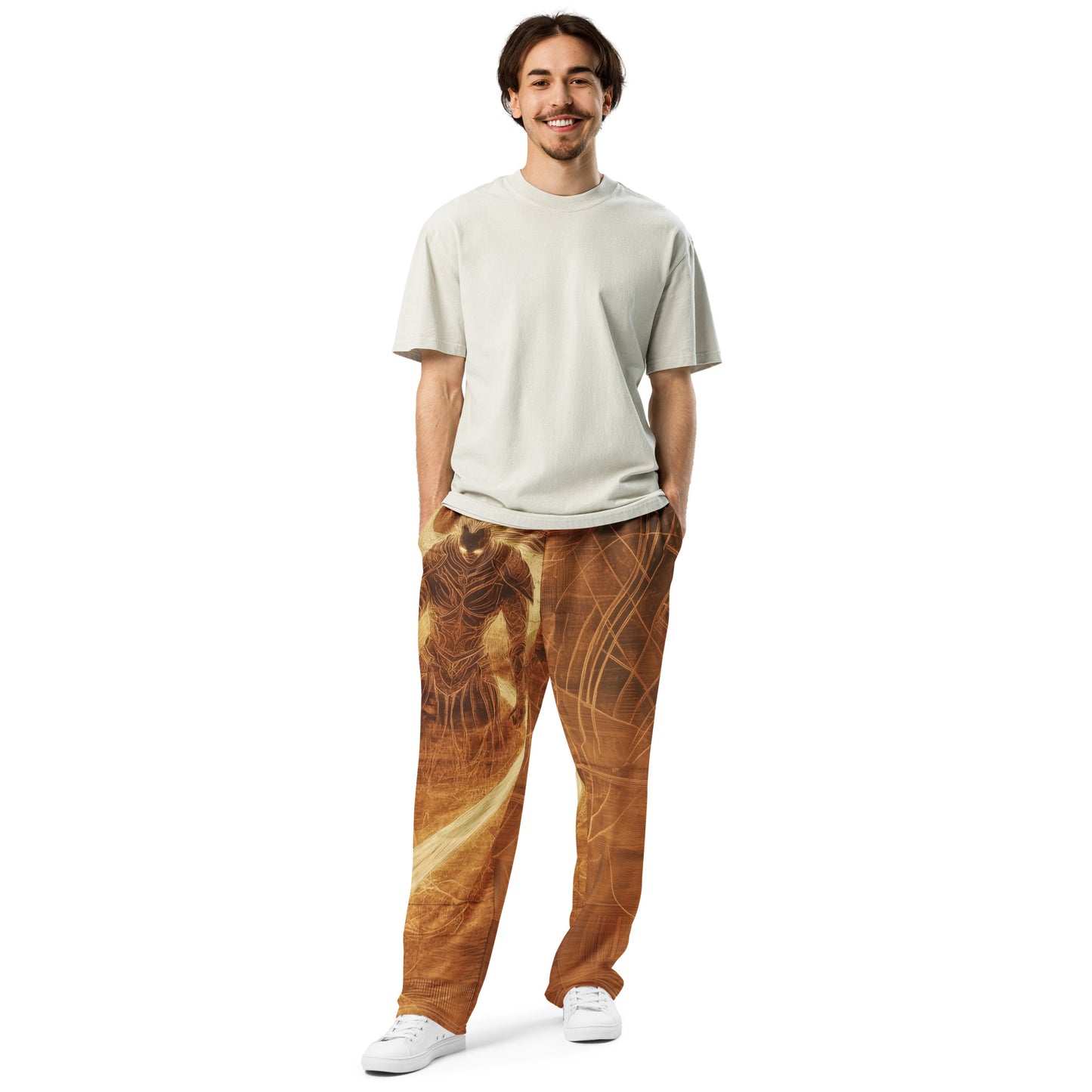 Angel Engraved on Wood - Wide-leg joggers