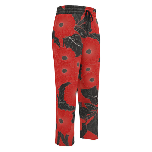 Sashiko Red Floral - Wide-leg joggers