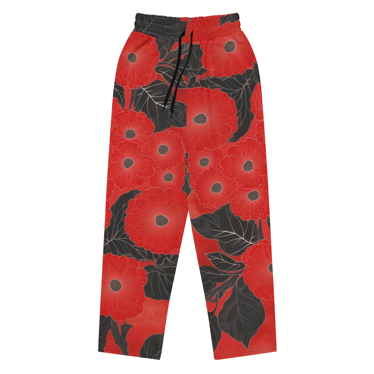 Sashiko Red Floral - Wide-leg joggers