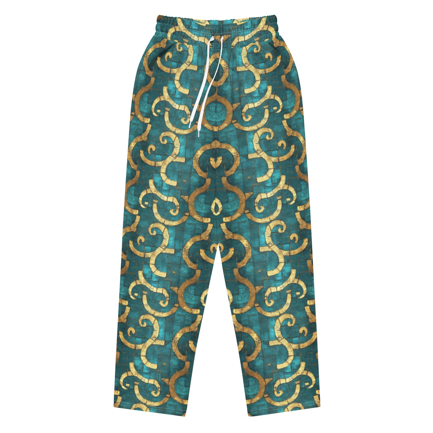 Grecian Turquoise and Gold - Wide-leg joggers