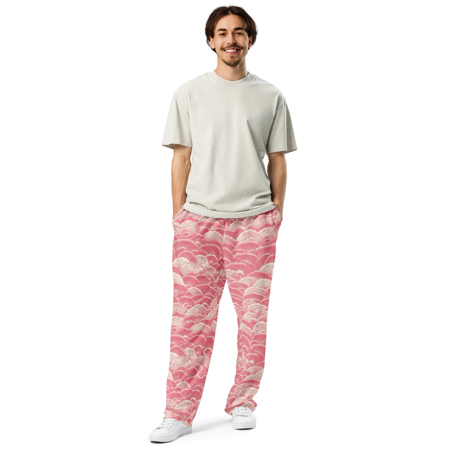 Light Pink Sashiko - Wide-leg joggers