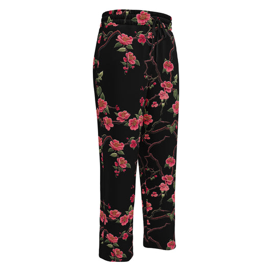 Chinese Floral Embroidery - Wide-leg joggers